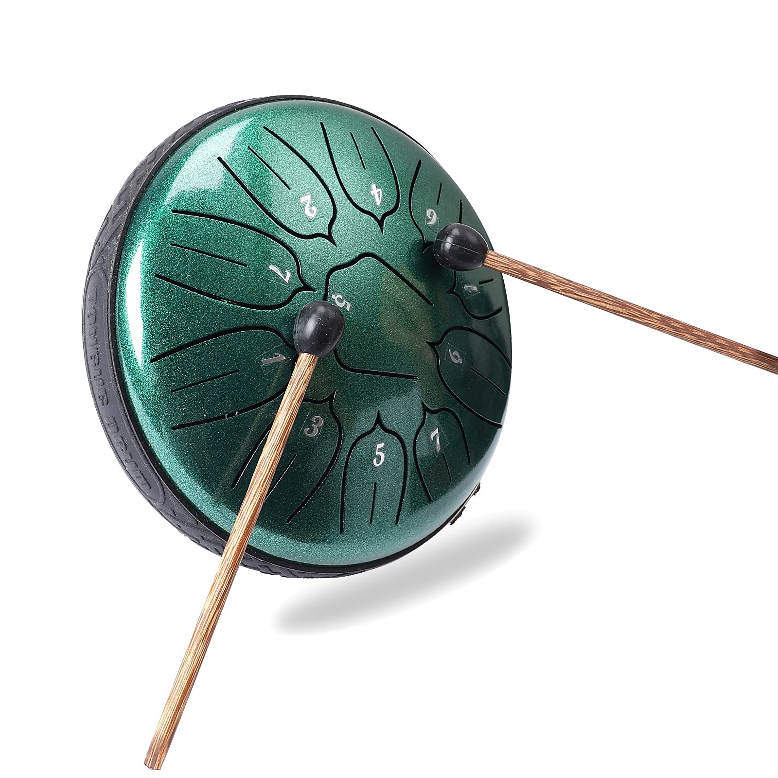 Steel Tongue Drum 11 Notes 6 inch Handpan Drum Percussion Instruments with Mallets Bag for Meditation Musical Education Concert Party Gifts - Green 6 inch 11 Notes Green - Image 4