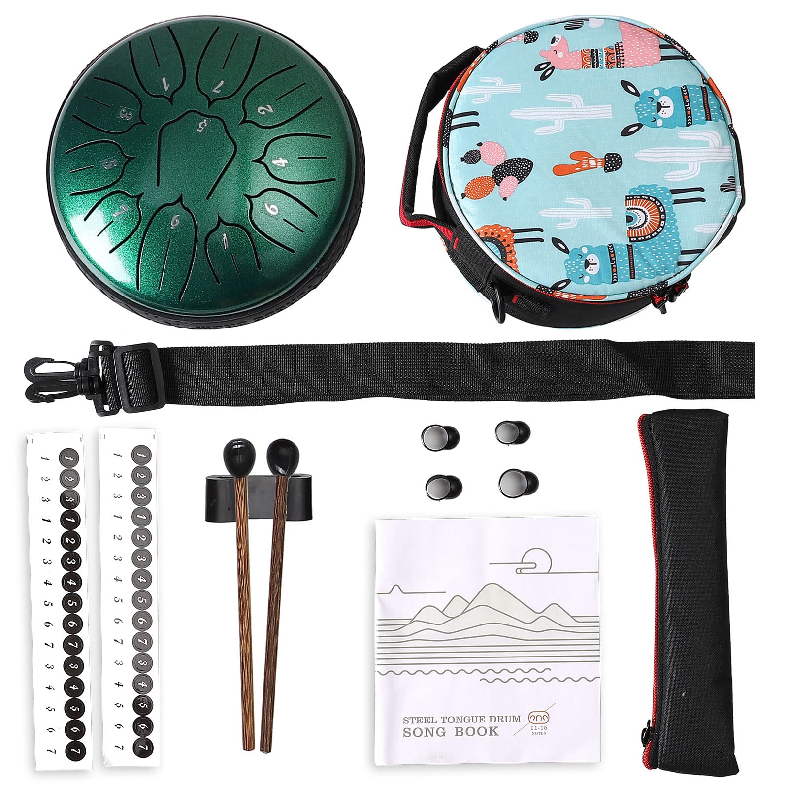 Steel Tongue Drum 11 Notes 6 inch Handpan Drum Percussion Instruments with Mallets Bag for Meditation Musical Education Concert Party Gifts - Green 6 inch 11 Notes Green - Image 8