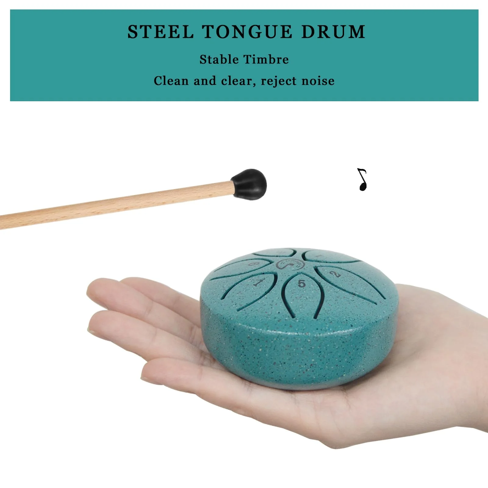 Steel Tongue Drum 3 Inch 6 Notes C-Key Handpan Drum Percussion Instrument Ethereal Drum with Cloth Bag,Music Book and Mallets, Music Gift for Kids(3inch, Lack Green) - Image 5