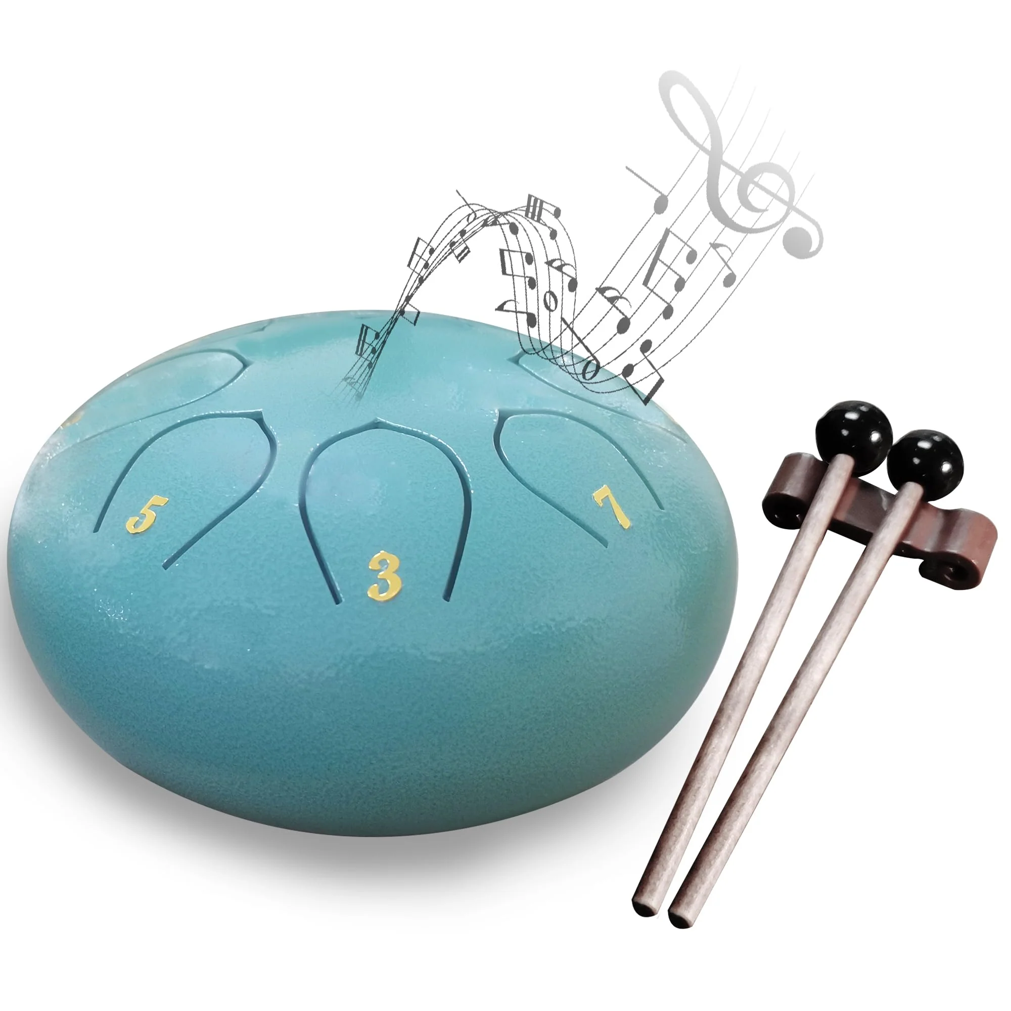 Steel Tongue Drum 6 Inches 8 Notes Rain Drum for Outside Garden with Bag, Music Book, Handpan Drum Mallets, Mallet Holder, Finger Picks and Stickers Chakra Percussion Instrument Blue