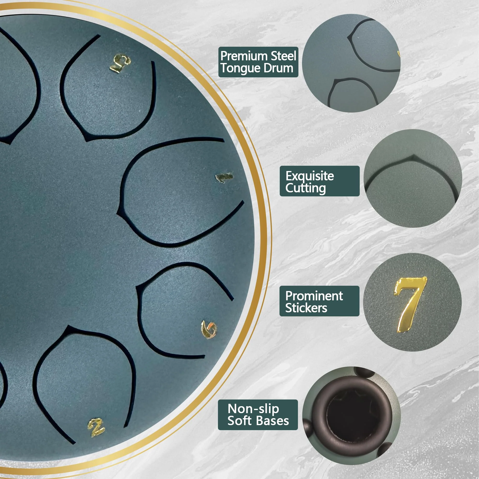 Steel Tongue Drum 6 Inches 8 Notes Rain Drum for Outside Garden with Bag, Music Book, Handpan Drum Mallets, Mallet Holder, Finger Picks and Stickers Chakra Percussion Instrument Blue - Image 4
