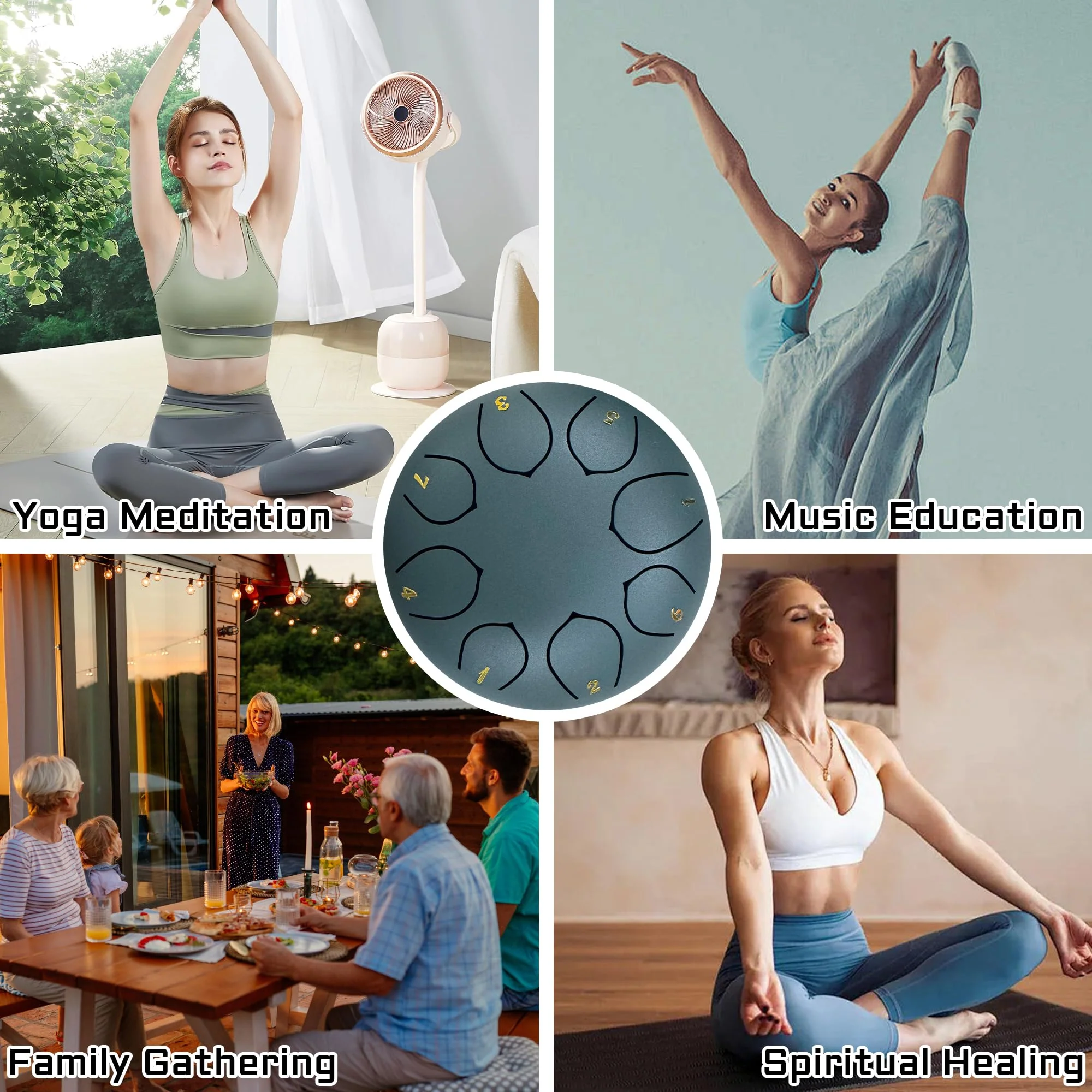 Steel Tongue Drum 6 Inches 8 Notes Rain Drum for Outside Garden with Bag, Music Book, Handpan Drum Mallets, Mallet Holder, Finger Picks and Stickers Chakra Percussion Instrument Blue - Image 7