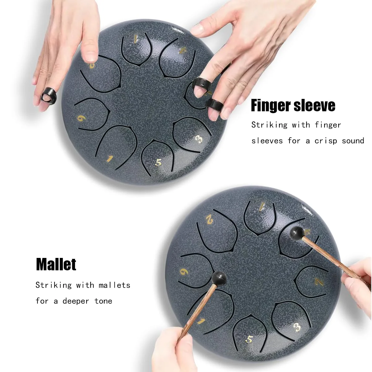 Steel Tongue Drum – 6Inch 8 Note Rain Drum for Outside Garden, Meditation & Music Education Soothing, Hand-Tuned Steel Drum Instrument & Gift for Family, Friends & Kids (Jade Porcelain) Jade Porcelain - Image 2