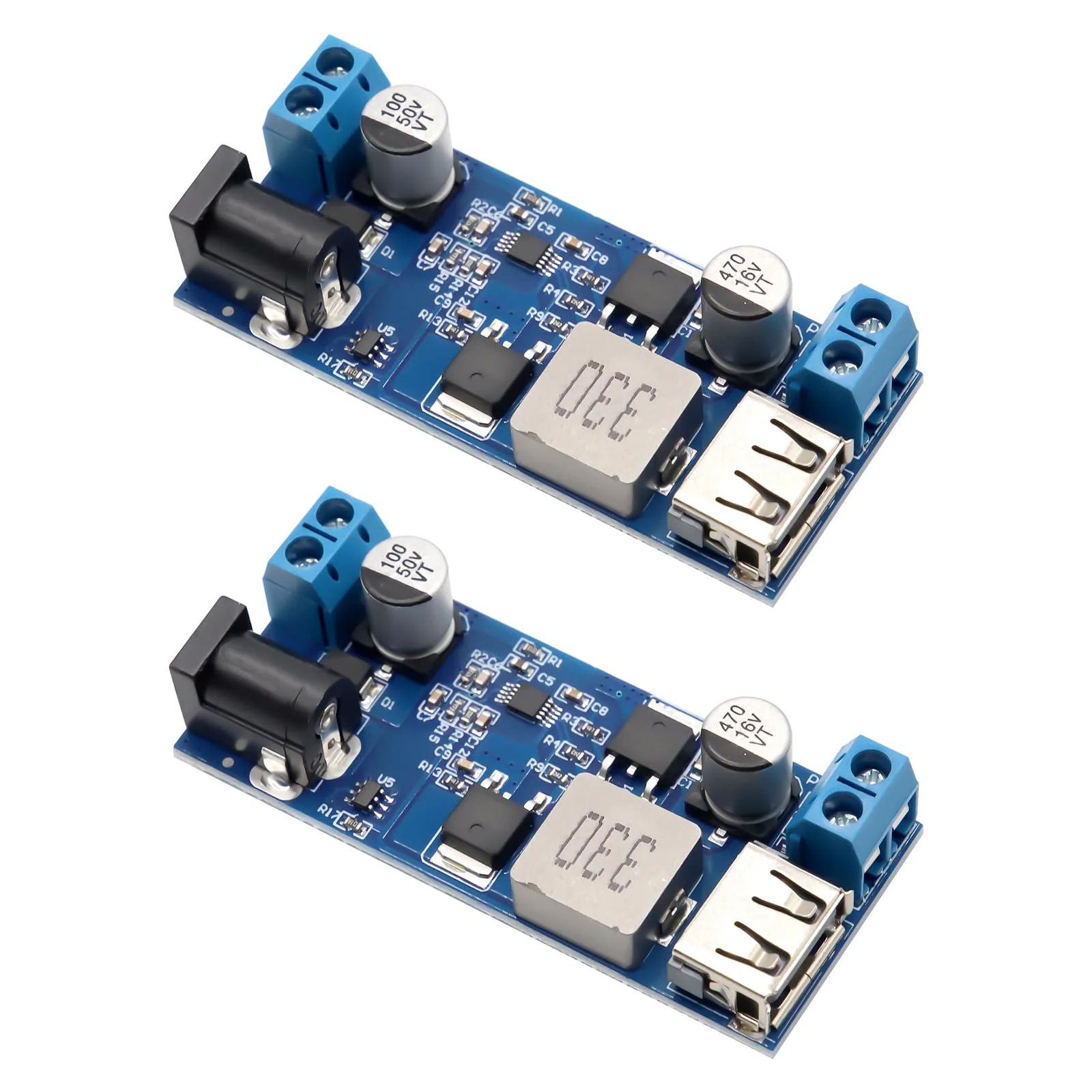 Step Down Converter Binghe Pack of 2 DC-DC 24V/12V to 5V 5A Step Down Power Supply Buck Converter with USB Port Step-Down Converter Module with Fast Charge Recognition Chip Compatible with Arduino