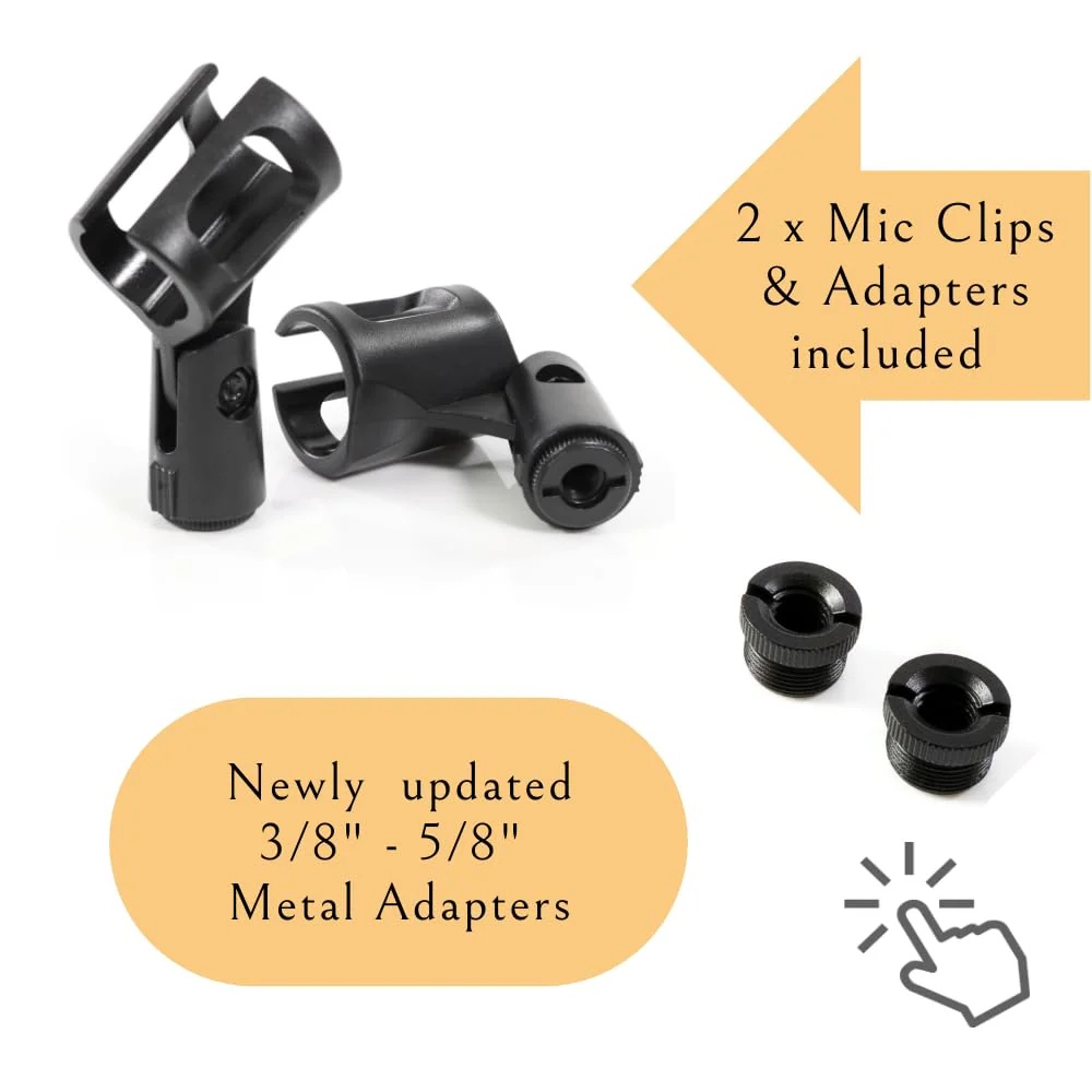 Stereo Array Spacing Microphone Mount with Ruled Markings - Holds 2 Mics - X-Y and ORTF Mic T-Bar Bracket, Fits 3/8" and 5/8" Mic Stands with Included Adapter (MIC-BAR-CLIP-MARK) with marking - Image 5