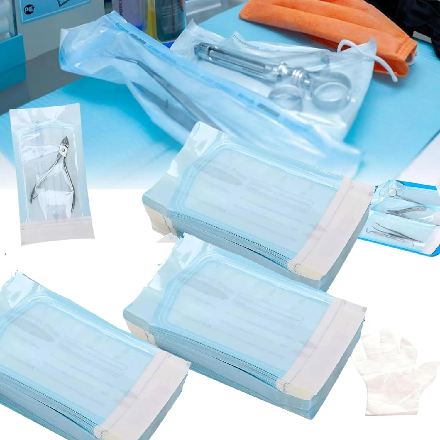 Sterilisation Bag, Self-Sealing Sterilisation Bag, 150 Pieces Disposable Sterilisation Bags, Sterilisation Bags, Self-Adhesive, Sterilisation Bag for Autoclave, Sterilisation Bag 90X260mm*150pcs