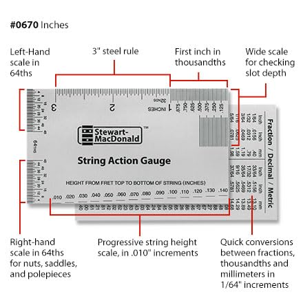 StewMac String Action Gauge And Ruler, Inches, Stainless Steel - Designed by StewMac, The Original measuring tool for acoustic and electric guitar, and bass setup - Image 6