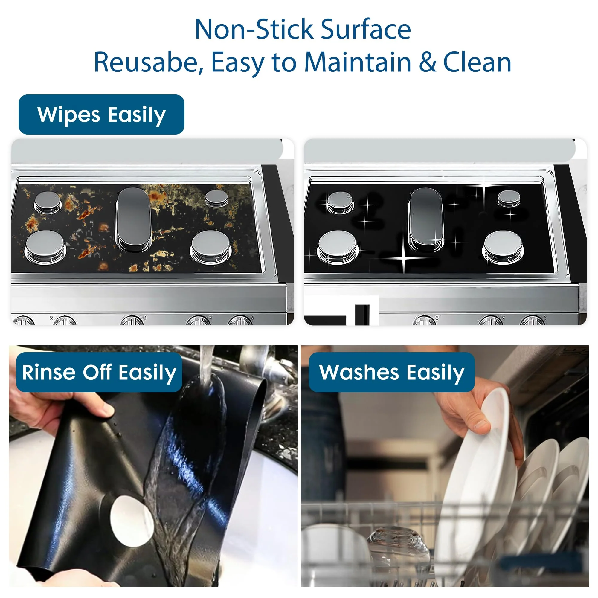 Stove Top Protector for Whirlpool Gas Stove Protectors 5 Burners, Fit Model WFG540H0ES/0/1 WFG540H0EB0/1 WFG540H0EH0/1 WFG540H0EE0/1 WFG540H0EW0/1, 0.5MM Reusable Splatter Guard Stove Top Liner - Image 6