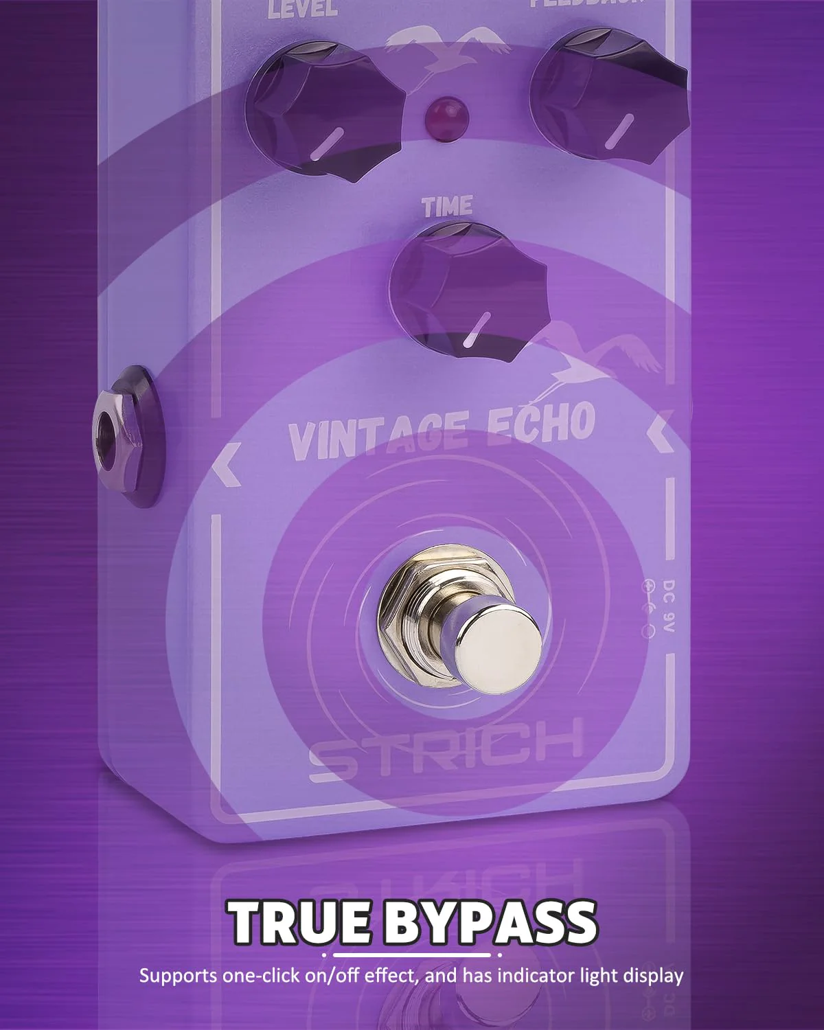 STRICH Delay Guitar Pedal, Analog Delay Guitar Effect Pedal Vintage, True Bypass for Electric Guitar, VINTAGE ECHO, Light Purple Light Purple Delay - Image 5