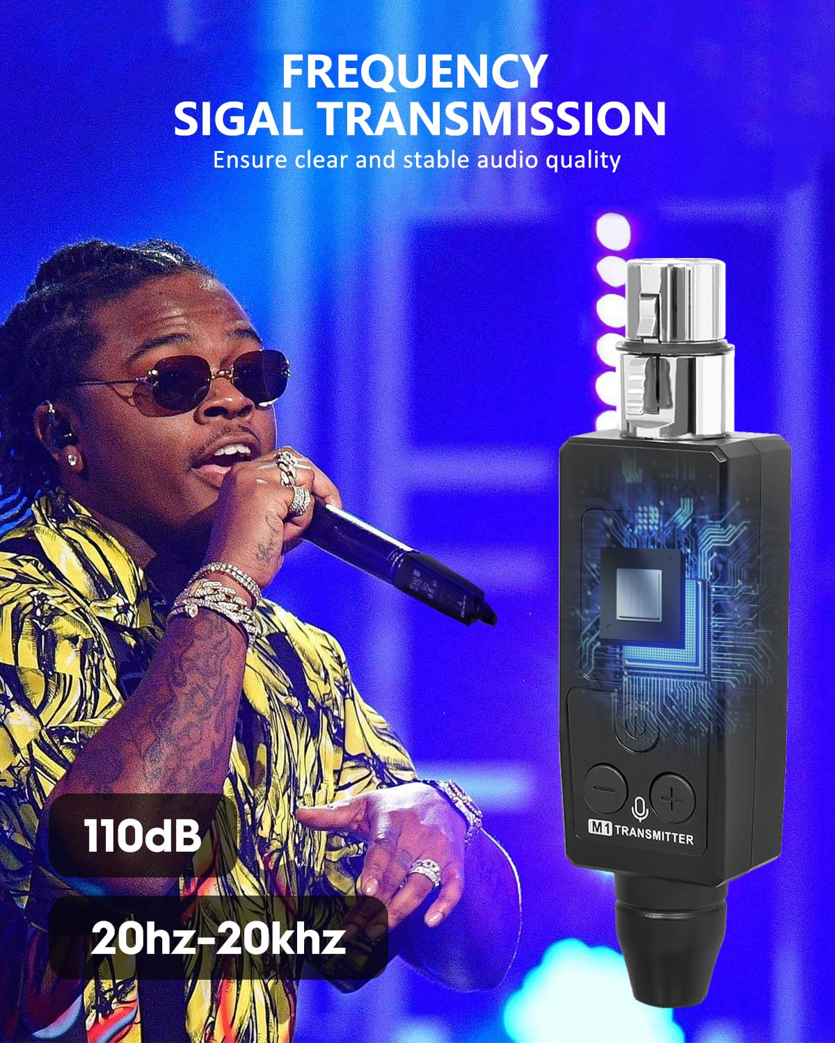 STRICH Wireless Microphone XLR Transmitter and Receiver, UHF Wireless Microphone System Plug-on, Wireless Mic Adapter with 48V Phantom Power for Dynamic Mic, Condenser Mic, Audio Mixer, PA System, M1 - Image 2