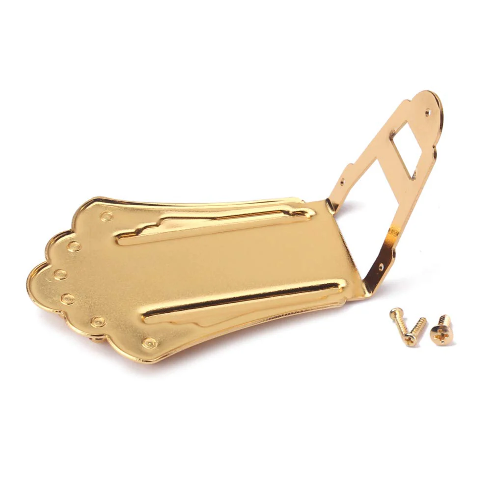 String Replacement Bridge Tailpiece Frame Tailpiece Jazz Tailpiece Jazz Archtop Guitar Bridge Tailpiece Short Bass Bridge Guitar Tailpiece Metal Trapezoidal Golden - Image 2