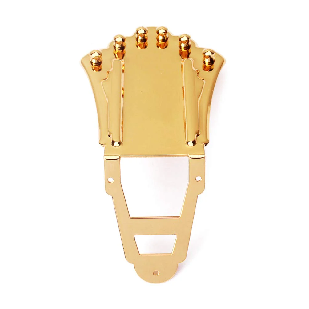 String Replacement Bridge Tailpiece Frame Tailpiece Jazz Tailpiece Jazz Archtop Guitar Bridge Tailpiece Short Bass Bridge Guitar Tailpiece Metal Trapezoidal Golden - Image 3