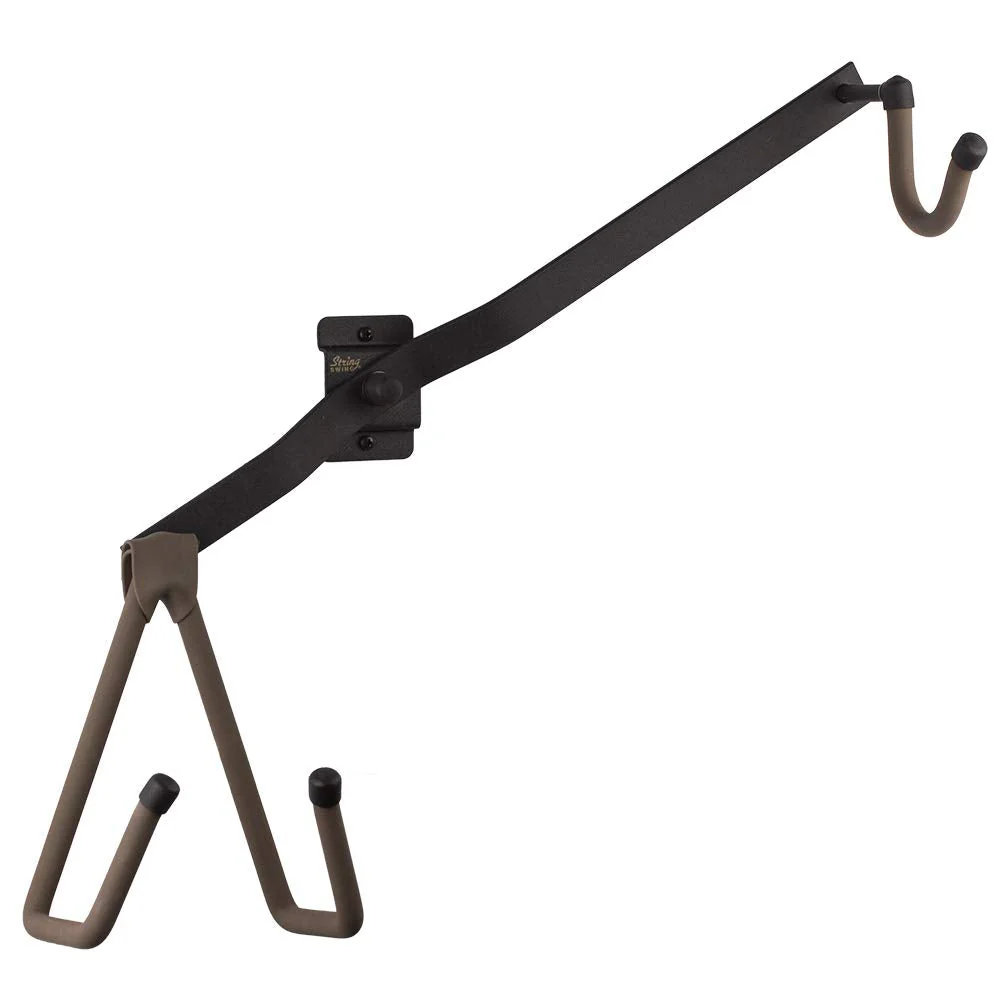 String Swing Horizontal Guitar Holder for Narrow Bodied Instruments For Flat Wall Standard Profile Electric or Narrow Body