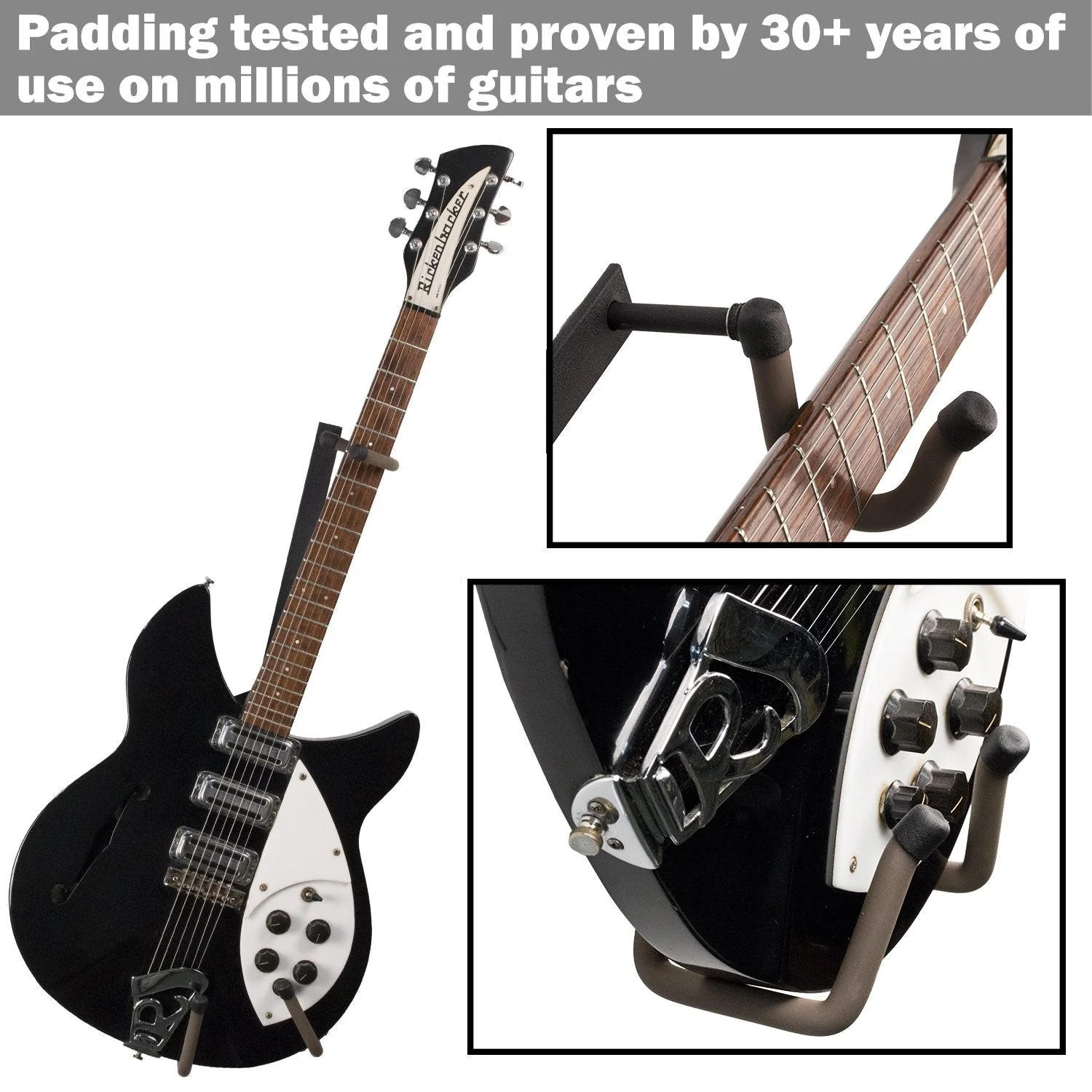 String Swing Horizontal Guitar Holder for Narrow Bodied Instruments For Flat Wall Standard Profile Electric or Narrow Body - Image 4