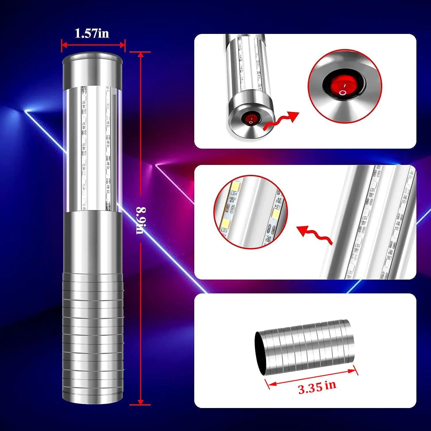 Strobe Baton Light,Stage Handheld Light,Champagne Bottle Sparklers, Reusable Indoor Concert LED Lights - for Bar Club Birthday Weddings Parties (Silver 2 PC) Sliver 2 PC - Image 4