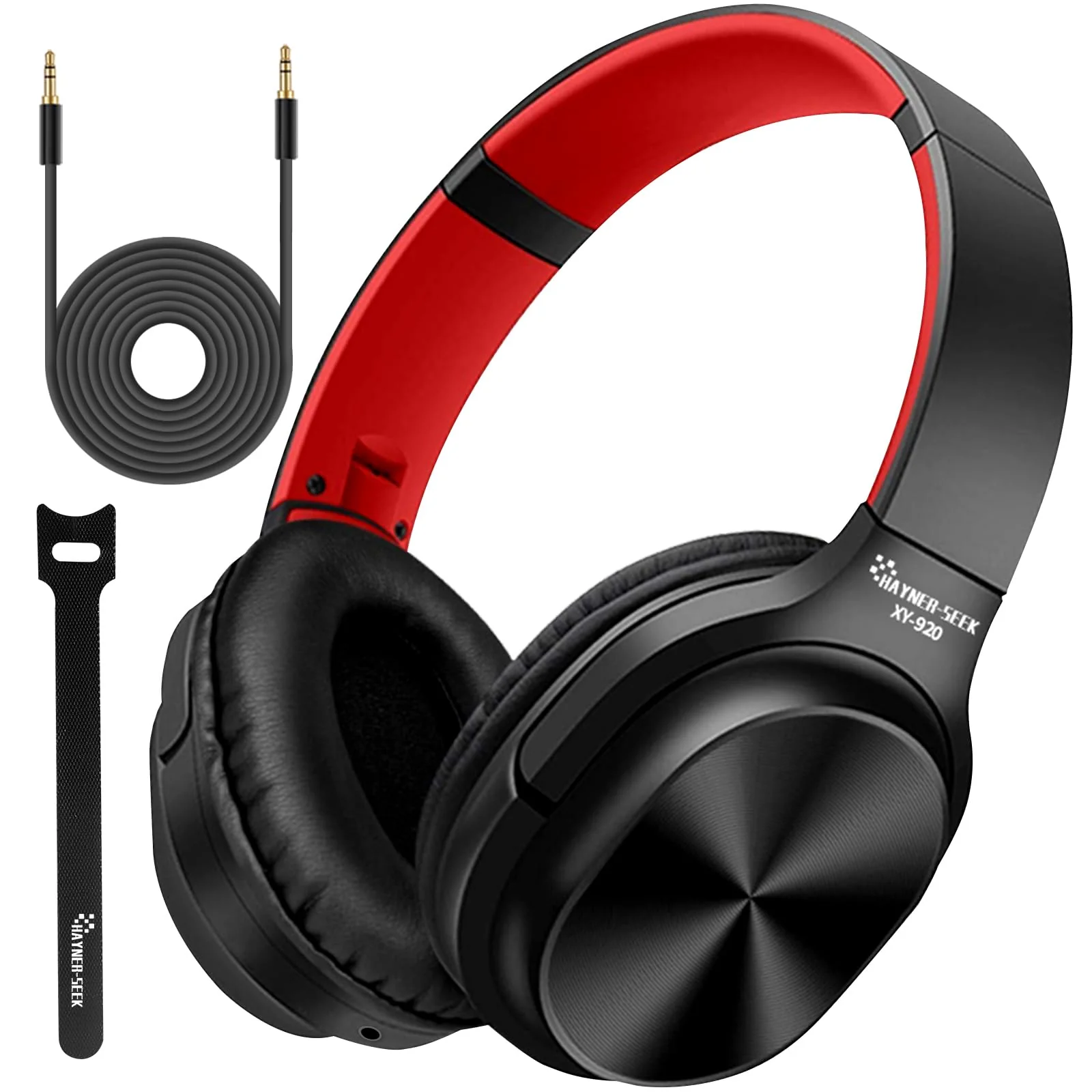 Studio Headphones with Microphone Over Ear Stereo Monitoring Closed Headphones for PC, Phone, Chatting, Music, DJ, Podcast (Classical Black-Red) Red-Black