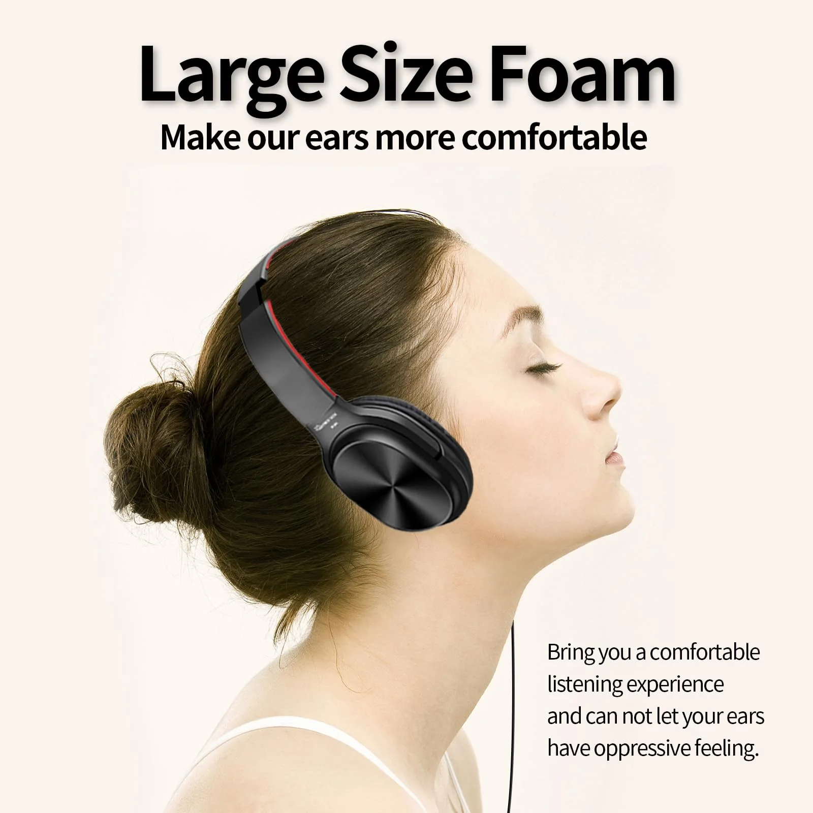 Studio Headphones with Microphone Over Ear Stereo Monitoring Closed Headphones for PC, Phone, Chatting, Music, DJ, Podcast (Classical Black-Red) Red-Black - Image 5