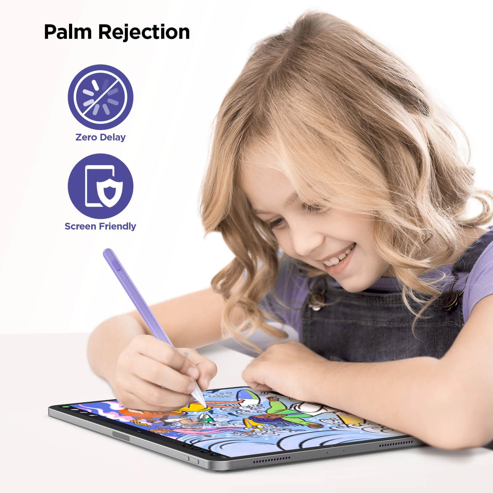 Stylus Pen for iPad 2018-2024, 15Mins Fast Charge for Apple iPad Pencil, Palm Rejection, Tilt Sensitivity, Pen for iPad 10/9/8/7/6, iPad Pro 12.9"/11"/13" M4, iPad Mini 6/5, iPad Air 5/4/3/11"-13" M2 Purple - Image 3