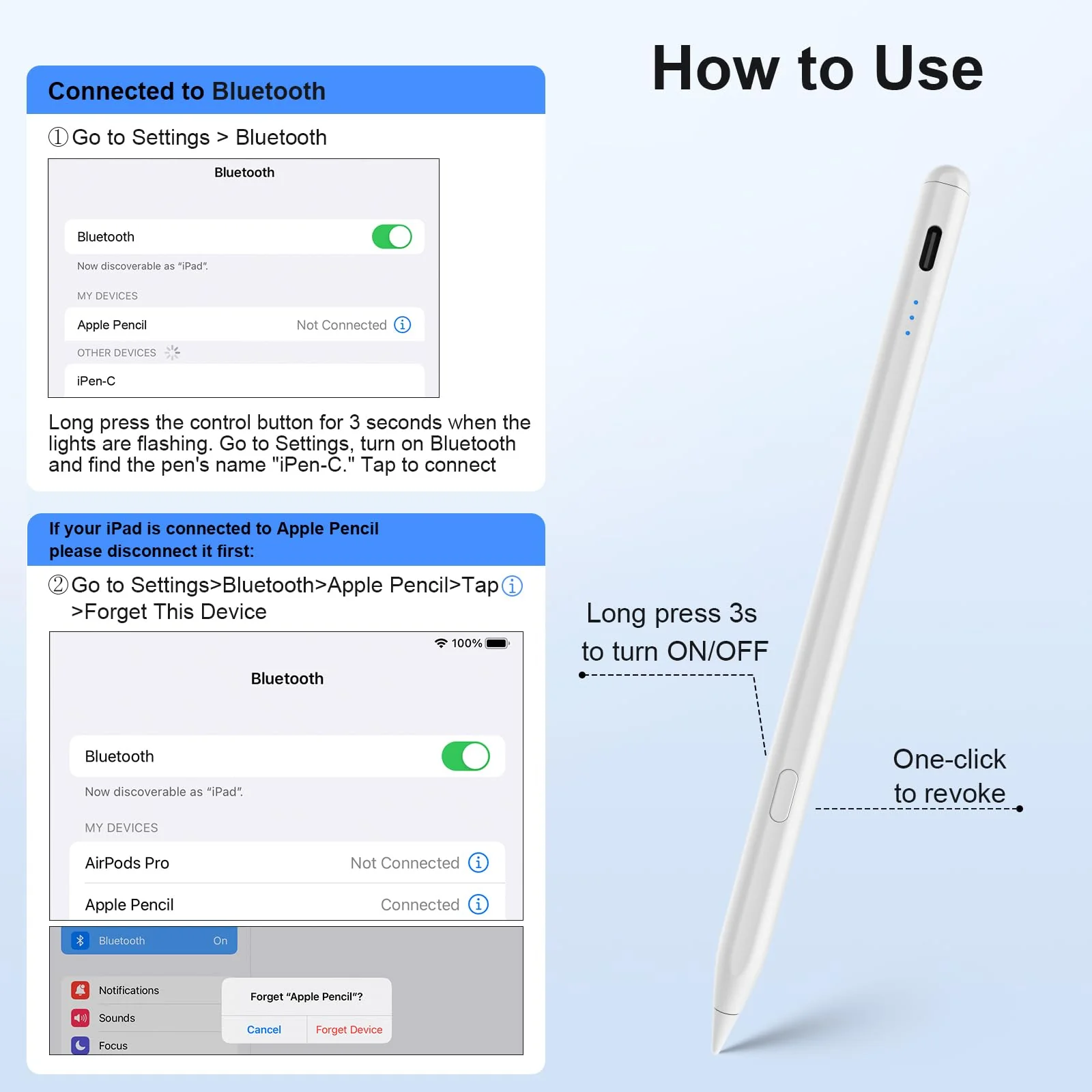 Stylus Pen for iPad 2018-2024, USB-C Fast Charging, Apple Pencil-Compatible Tip, Pixel-Perfect Tilt Sensitivity for iPad 10th/9/8/7/6, iPad Mini 7/6/5, iPad Air M2/6/5/4/3, iPad Pro M4 13"/12.9″/11″ Milk White - Image 9