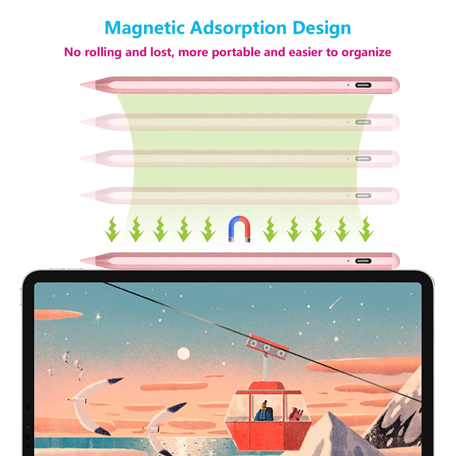 Stylus Pencil for Apple iPad 2018-2024 with Magnetic&Fast Charge Active Pencil Compatible with Apple iPad Pro13 M4/12.9/11inch,iPad Air M2/3/4/5,iPad 6-10,iPad Mini 5/6 Gen,ipad Pencil 8th&9th&10thGen RoseGold - Image 6