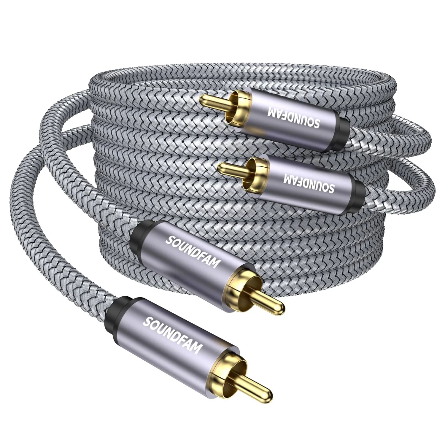 Subwoofer Cable 6ft/2M,RCA to RCA Audio Cable 24K Gold Plated Plug Double Shielded Digital Analog Support Amplifier, Home Theater, Hi-Fi System, Subwoofer（2-Pack） RCA to RCA(2-Pack)