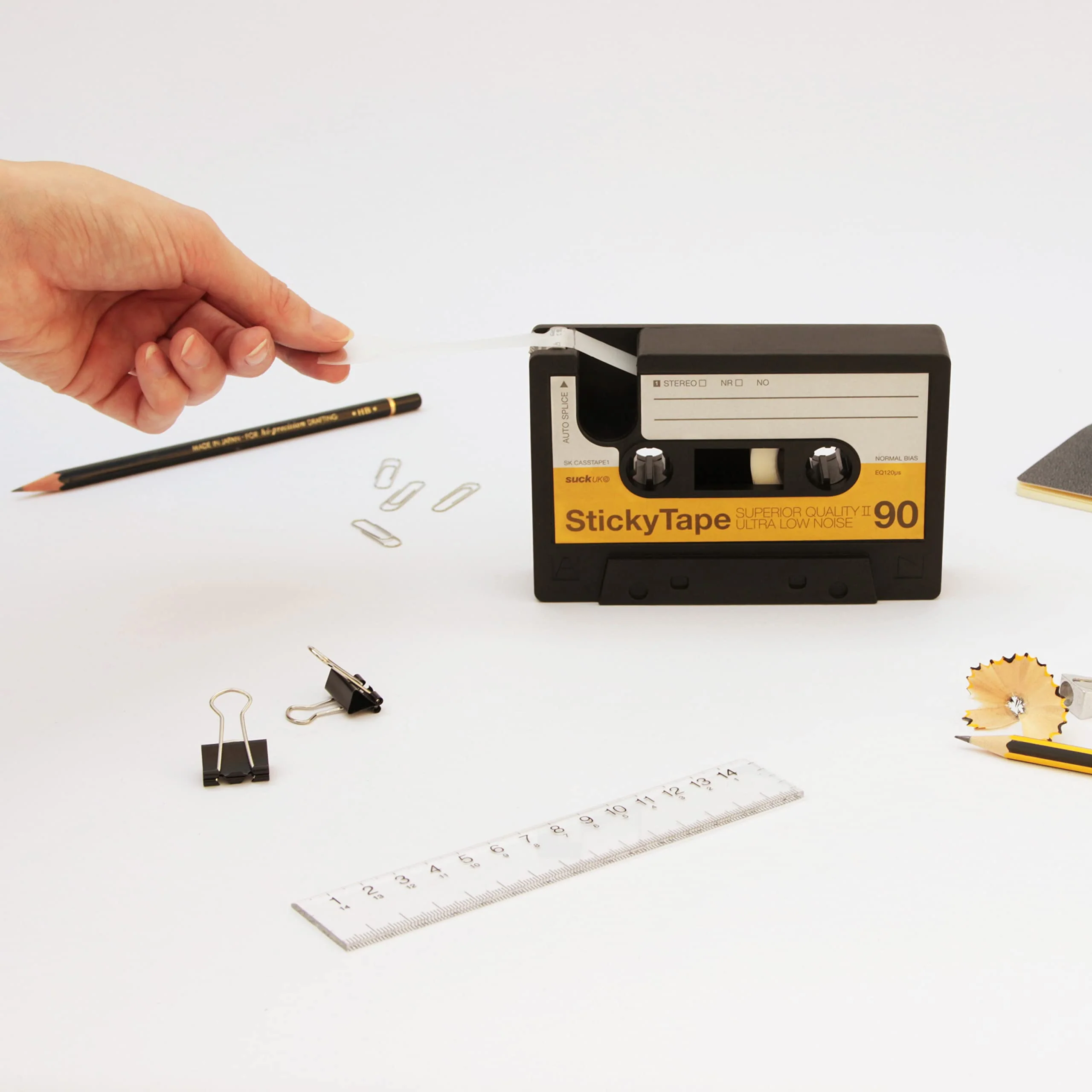 Suck UK Tape Dispenser - Retro Cassette Tape Dispenser Desk - Retro Desk Accessories - Novelty Office Accessories - Sticky Holder - Double Sided Organiser - Old School Stationery Gift - Refillable - Image 4