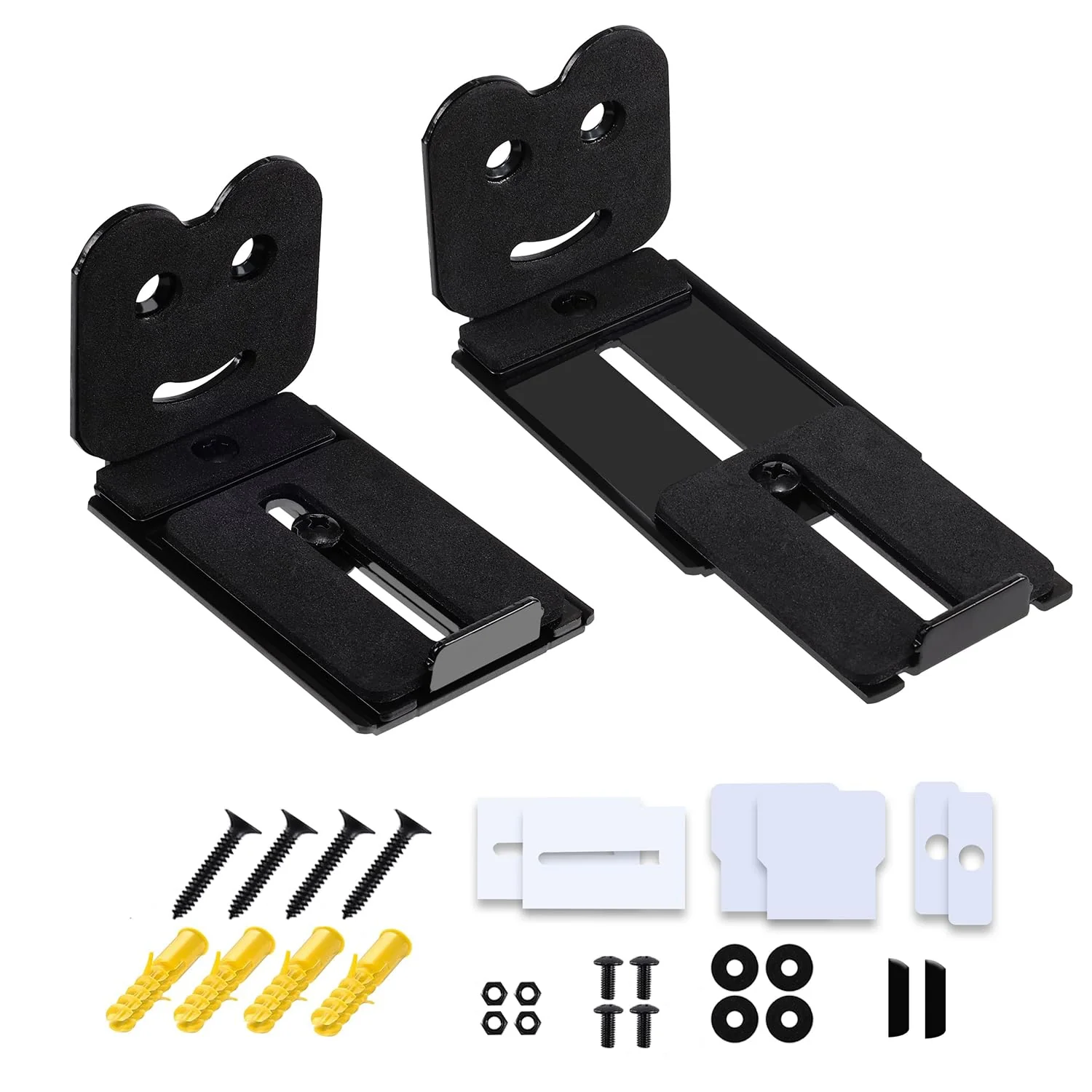 Suixing Adjustable Soundbar Mount, Universal Sound Bar Wall Brackets Works with Most Sound bar Mounts, Length Adjustable 3.4''-5.2'', Removable and Lockable Mounting Bracket(Curved) Black_3.4"-5.2" Length Adjustable 3.4"-5.2"
