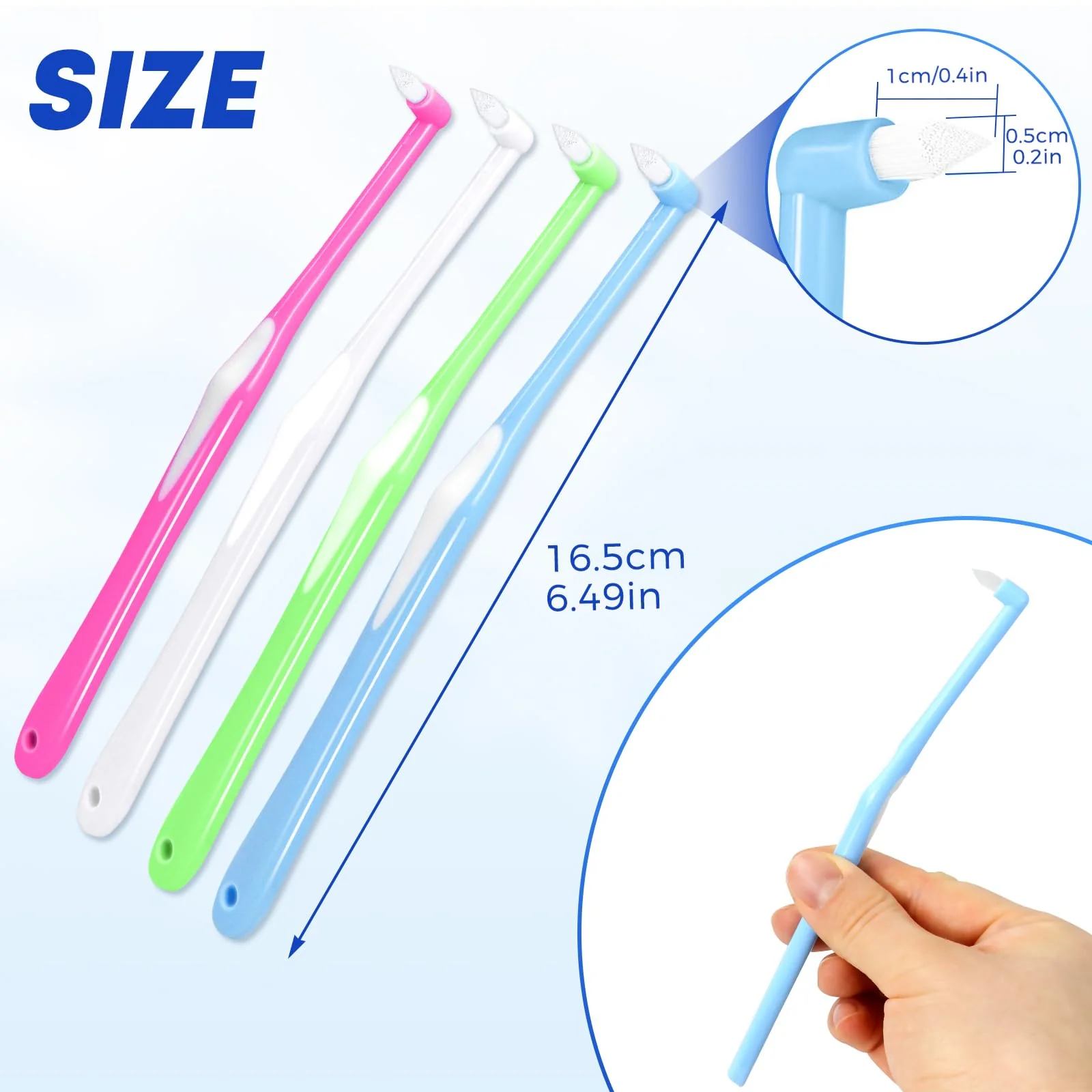 Sularpek Pack of 4 Tuft Toothbrush, Tuft Brush with Independent Protective Caps, Soft Tufted Toothbrush, Interdental Brush for Orthodontic Braces and Bridges, Detail Cleaning Pack of 4 Tuft Toothbrushes - Image 2