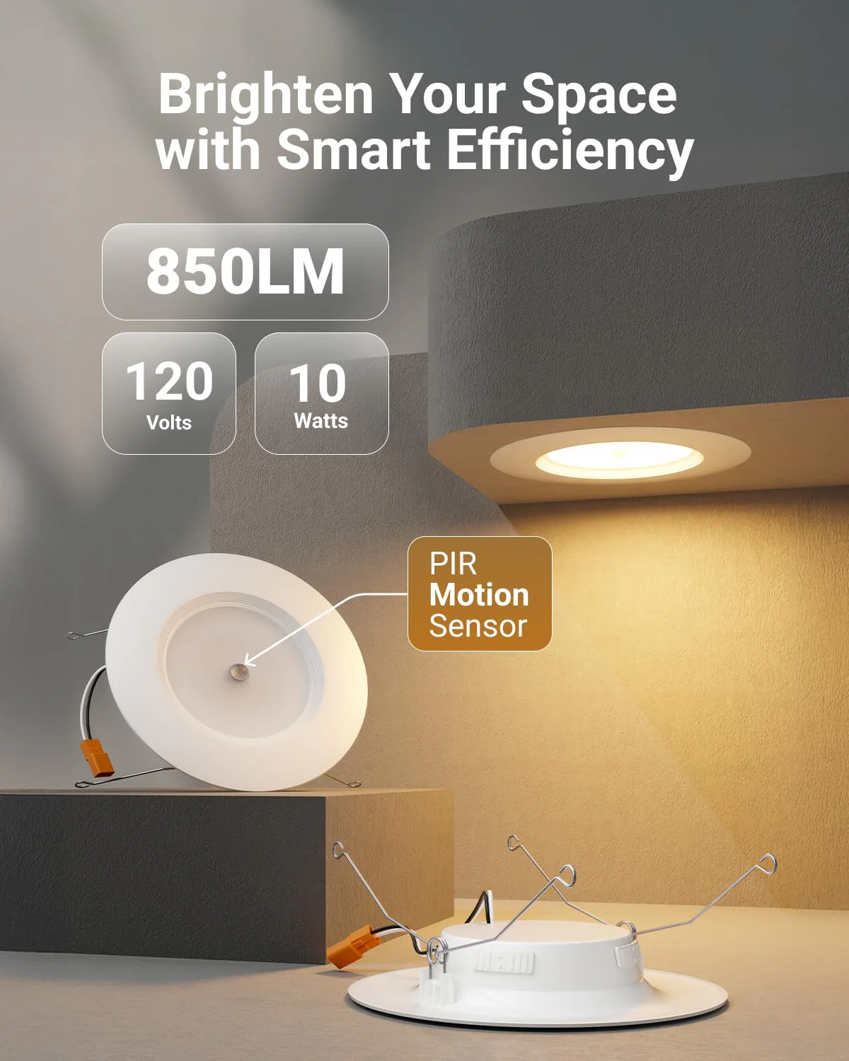 Sunco 6 Inch LED Can Lights Retrofit Recessed Lighting, Motion Sensor Ceiling Light, 850 LM, Selectable CCT 2700K/3000K/4000K/5000K/6000K, 10W, ETL 2 Pack 5 CCT in One (2700K, 3000K, 4000K, 5000K, 6000K) 2-Pack - Image 7
