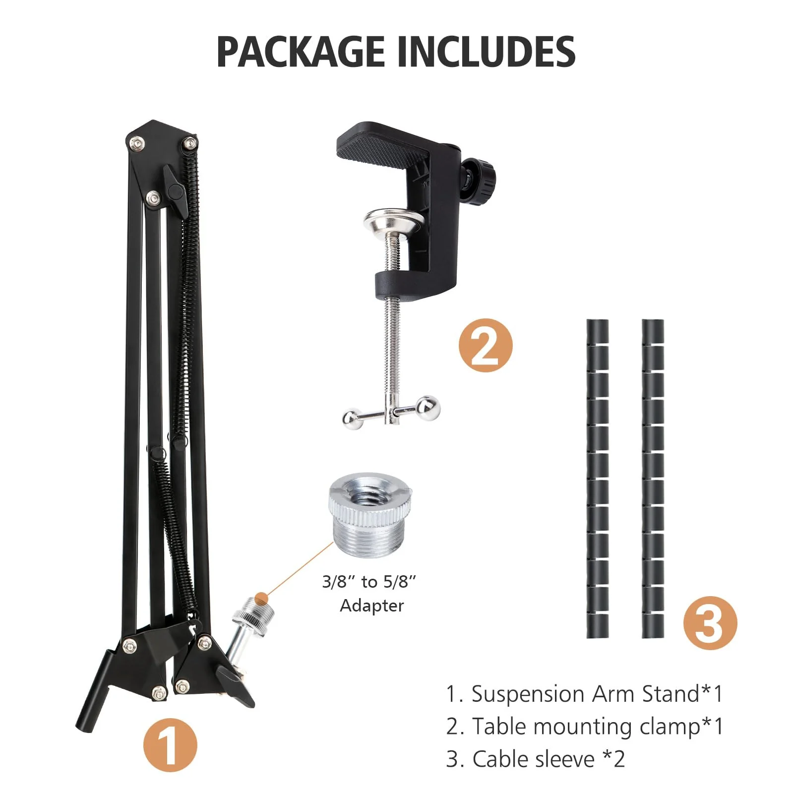 SUNMON Boom Arm - Metal Scissor Mic Boom Arm with 3/8'' to 5/8'' Adapter, K688 Microphone Stand with Cable Sleeve FIFINE XLR/USB Dynamic Microphone Boom Arm - Image 4