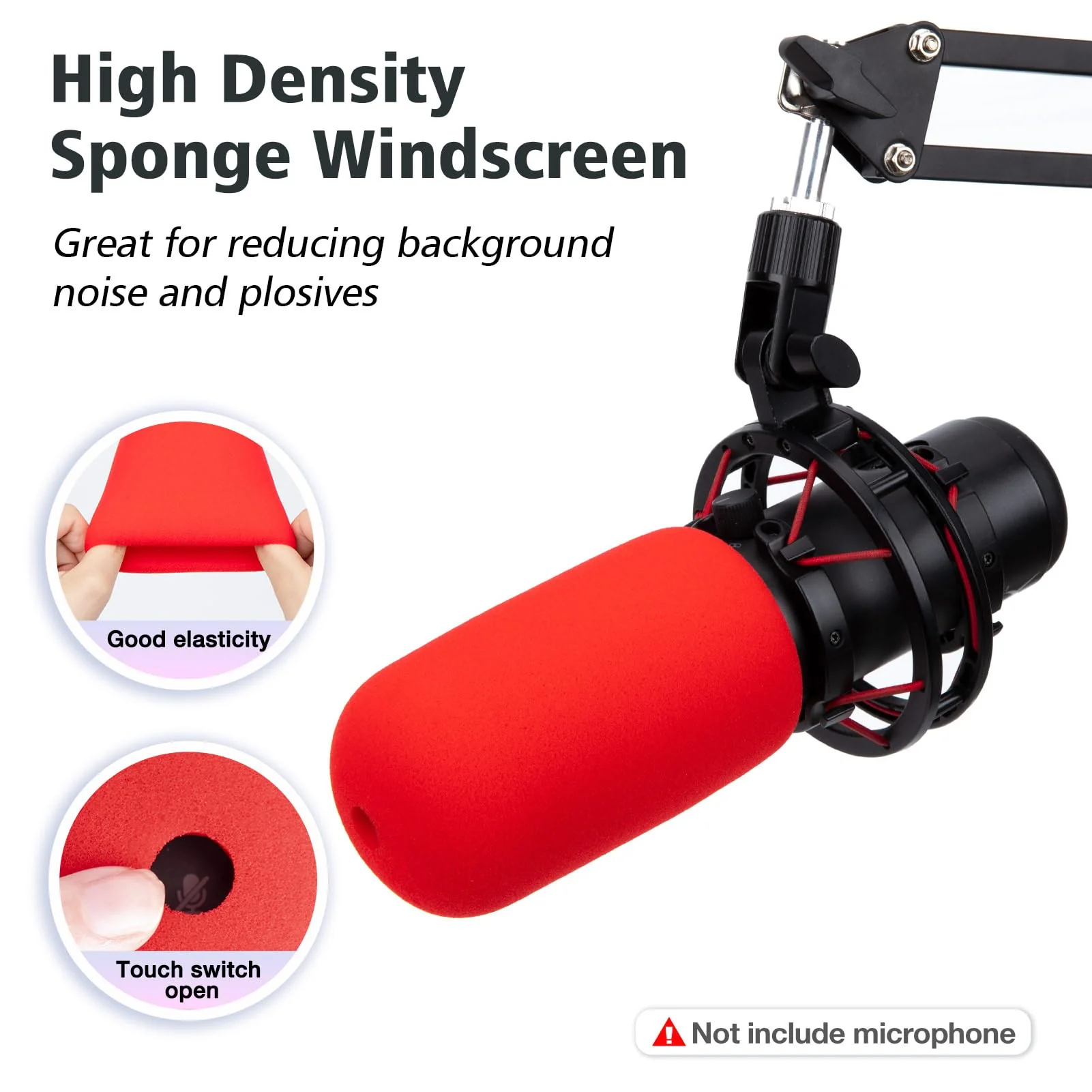 SUNMON HyperX QuadCast Boom Arm - Red Boom Arm for Hyper x QuadCast with Red QuadCast Pop Filter, Sound Insulation and Noise Reduction, HyperX QuadCast Microphone Arm with 3/8" to 5/8" Adapter - Image 3