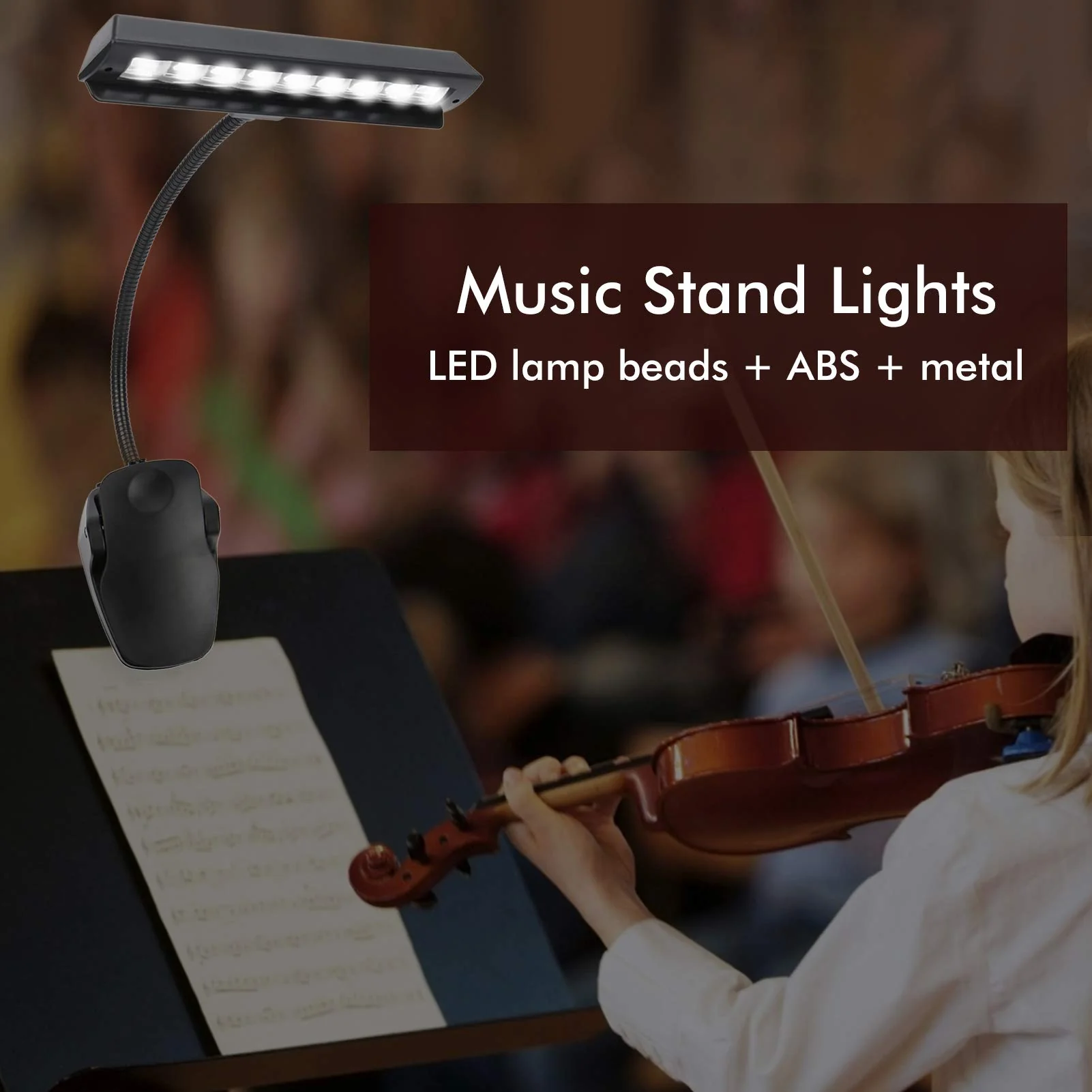 Super Bright Music Stand Light, Eye Caring Clip on Piano Light, USB Rechargeable, Long Lasting up to 1000 Hrs, for The Piano, Sheet Music, Guitar - Image 2