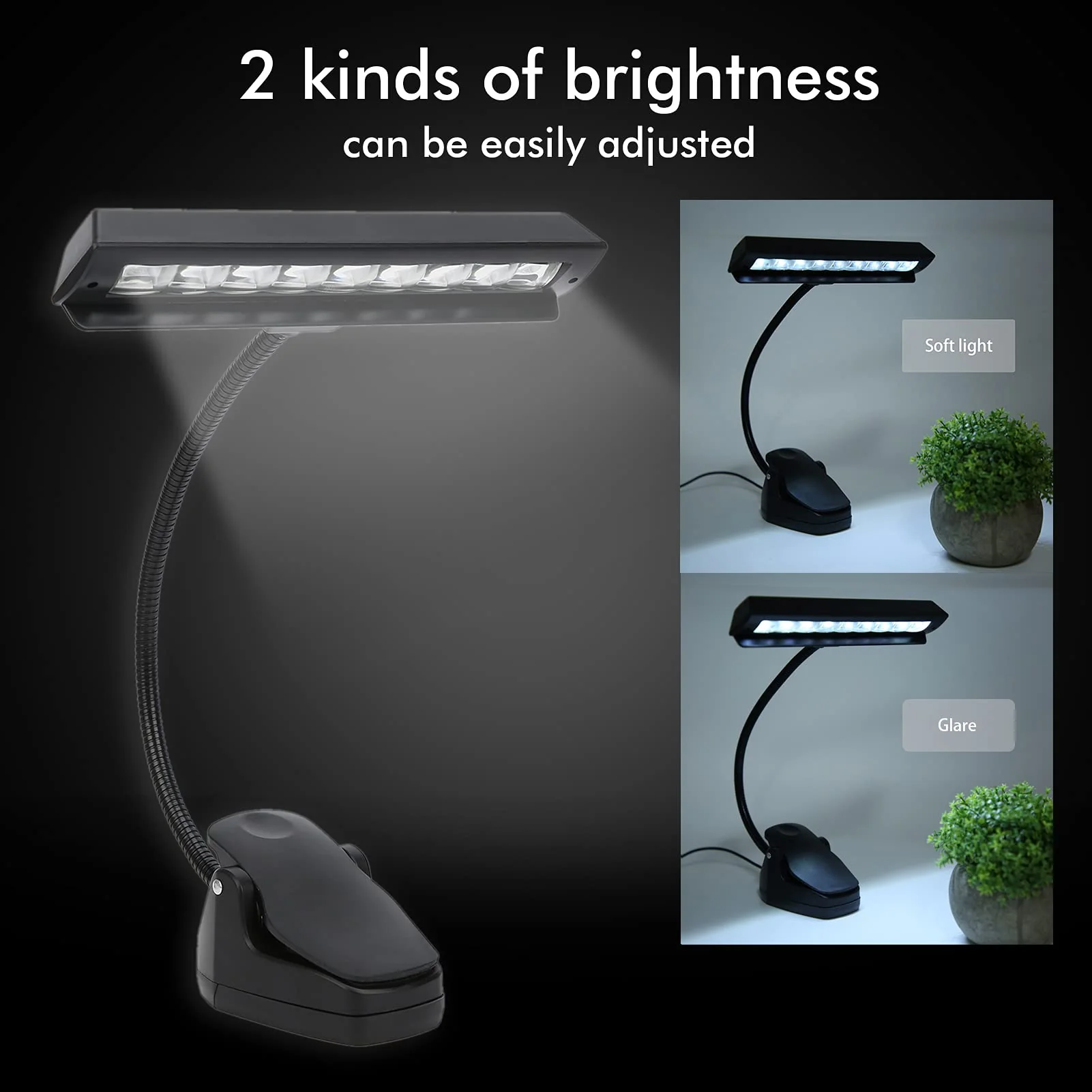 Super Bright Music Stand Light, Eye Caring Clip on Piano Light, USB Rechargeable, Long Lasting up to 1000 Hrs, for The Piano, Sheet Music, Guitar - Image 3