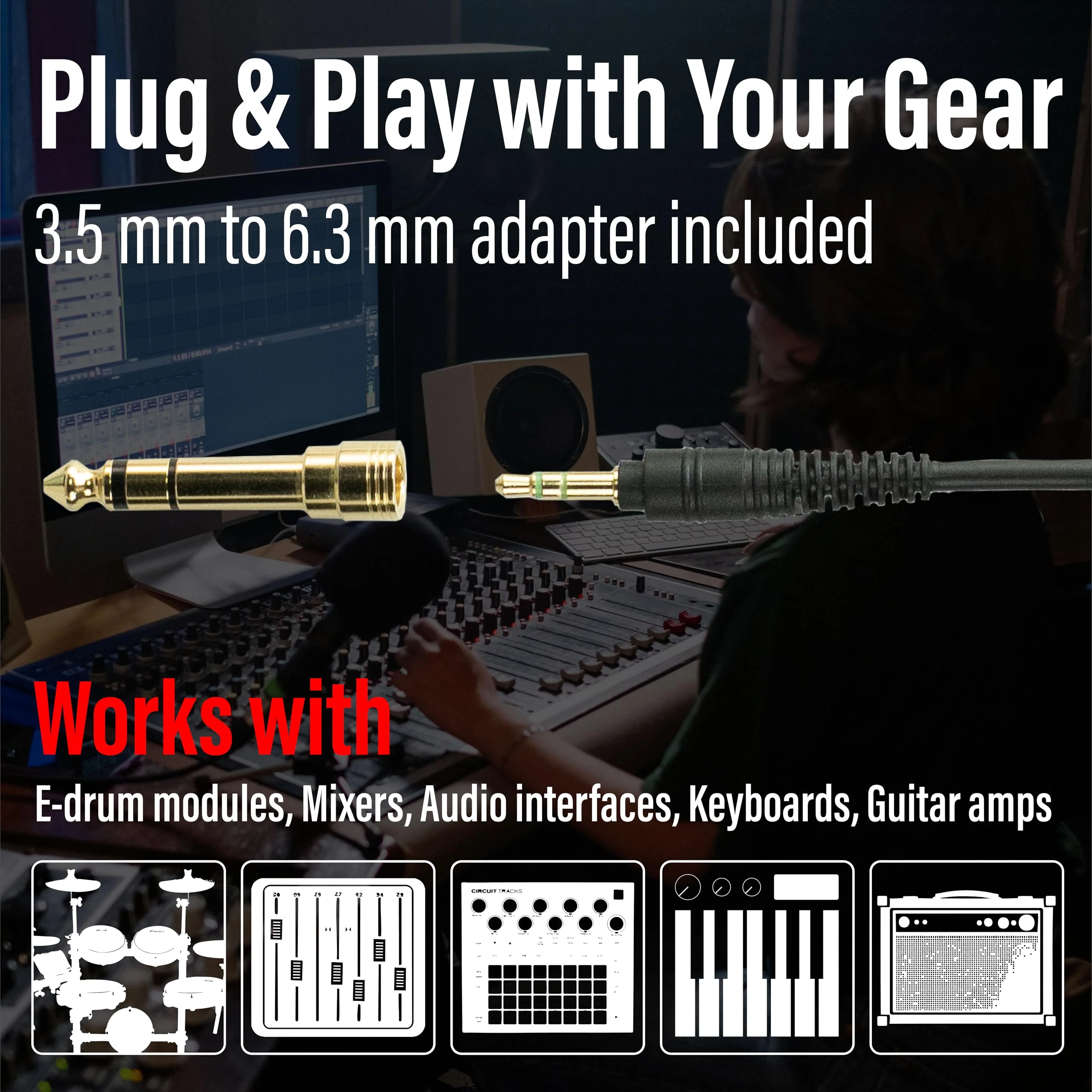 Superlux HD667 Professional Drummer Isolation Headphones Wired - 32 Ω Over Ear Headphones with Noise Cancelling, Closed Back, Noise Reduction for Ear Protection Recording Monitoring Guitar Keyboard - Image 6
