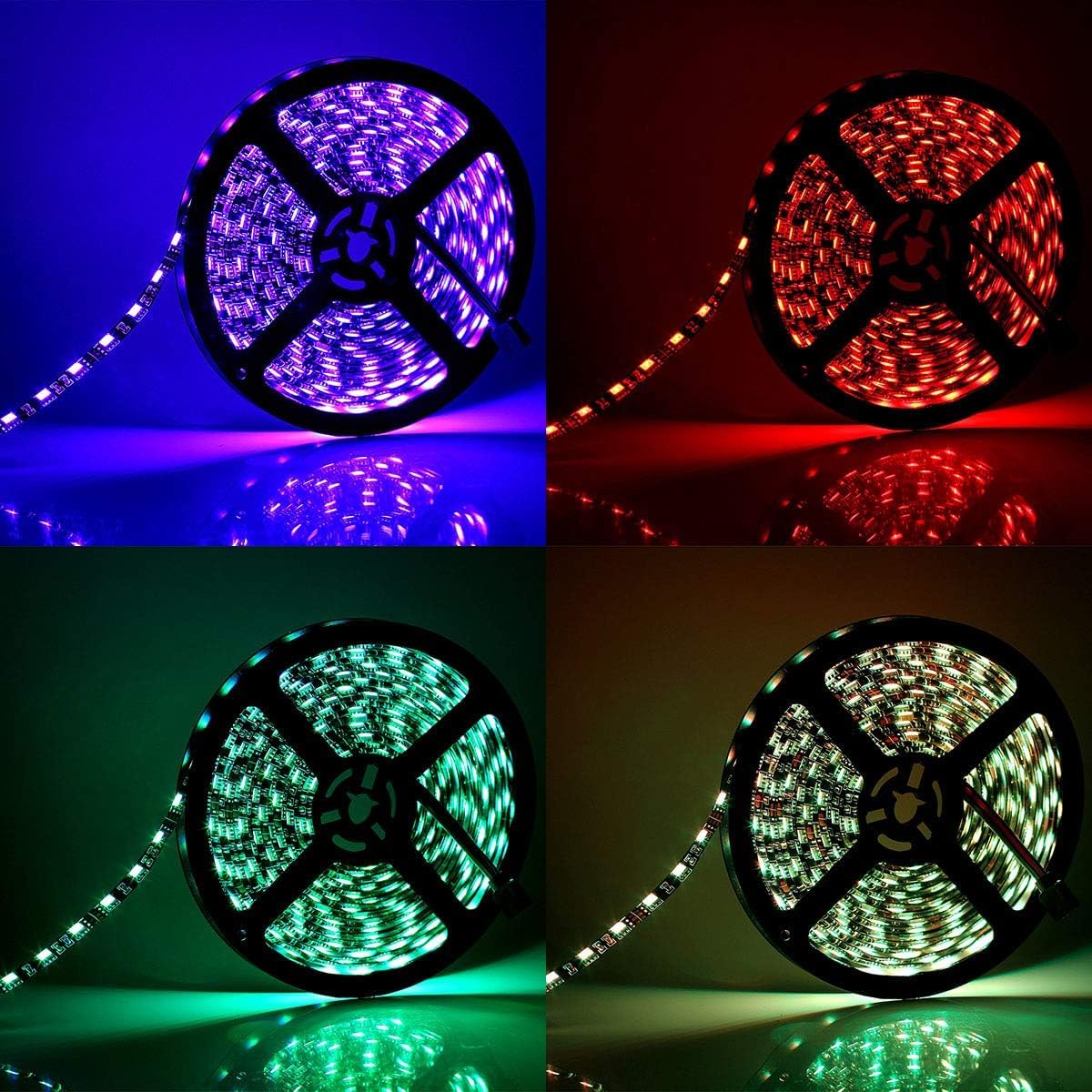 SUPERNIGHT LED Strip Lights, 16.4FT 5M SMD 5050 Waterproof 300LEDs RGB Color Changing Flexible LED Light Strip for Bedroom, TV Back Lighting, Christmas, Valentine's Day (Black PCB) 2 Pcs - Image 5