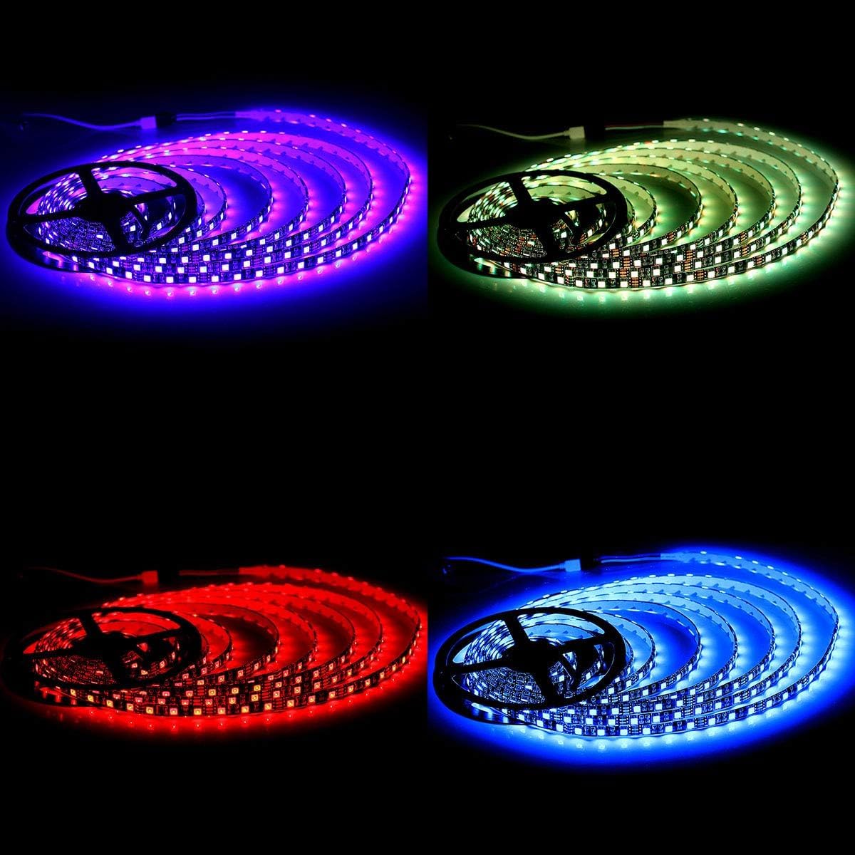 SUPERNIGHT LED Strip Lights, 16.4FT 5M SMD 5050 Waterproof 300LEDs RGB Color Changing Flexible LED Light Strip for Bedroom, TV Back Lighting, Christmas, Valentine's Day (Black PCB) 2 Pcs - Image 6