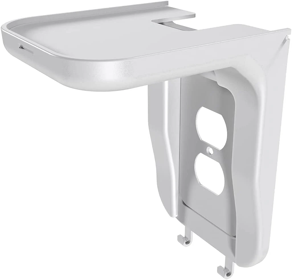 Suptek Wall Outlet Shelf, Home Wall Shelf Organizer for Outlets, Perfect for Bathroom, Kitchen, Bedrooms,Ideal for Cell Phone,Speaker up to 20lbs,With Cable Management and Detachable Hooks,White(S3W) 1 Pack