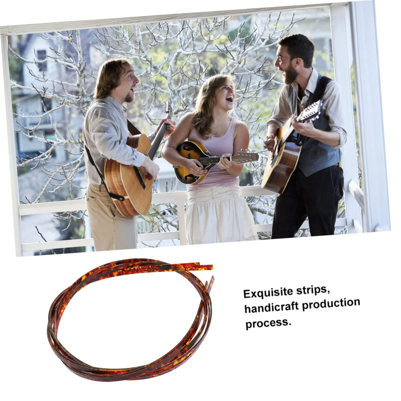 SUPVOX 2pcs guitar trim decked accessories Guitar parts Guitar Purfling Strip Binding Purfling Strip electric guitar strip inlay Guitar accessories Binding Strip mosaic plastic rosette 165x0.6cm Brown - Image 2
