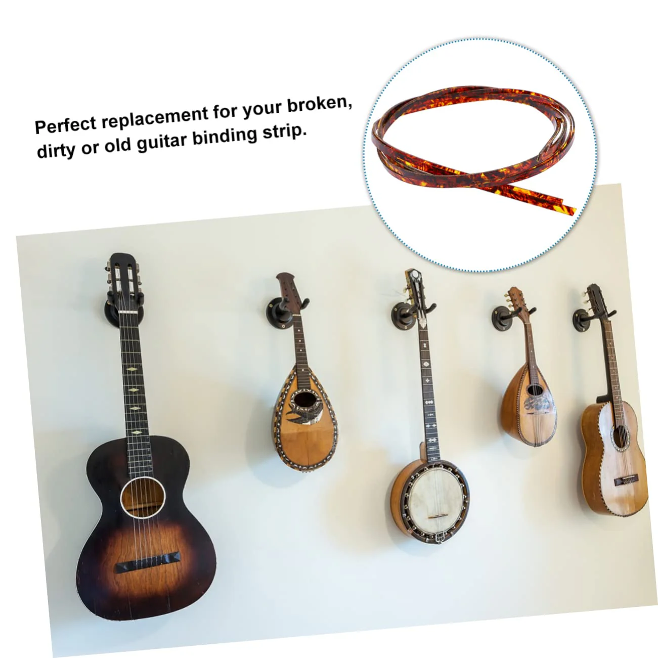 SUPVOX 2pcs guitar trim decked accessories Guitar parts Guitar Purfling Strip Binding Purfling Strip electric guitar strip inlay Guitar accessories Binding Strip mosaic plastic rosette 165x0.6cm Brown - Image 4