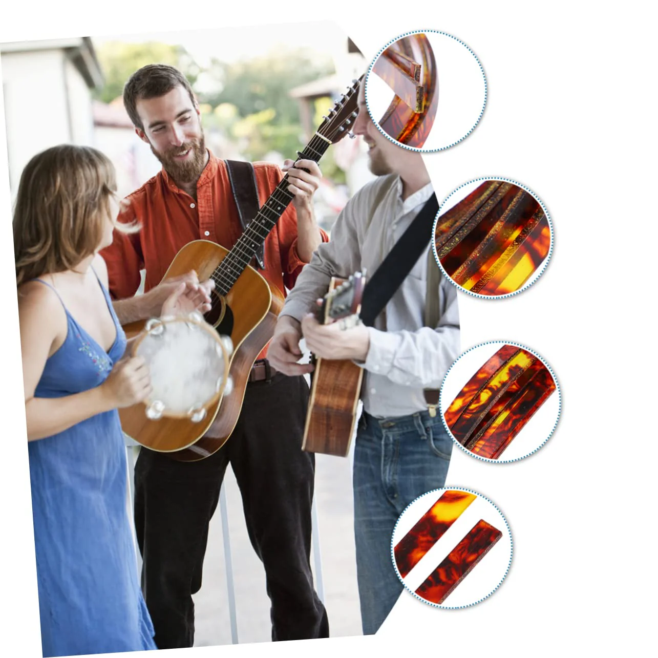SUPVOX 2pcs guitar trim decked accessories Guitar parts Guitar Purfling Strip Binding Purfling Strip electric guitar strip inlay Guitar accessories Binding Strip mosaic plastic rosette 165x0.6cm Brown - Image 8