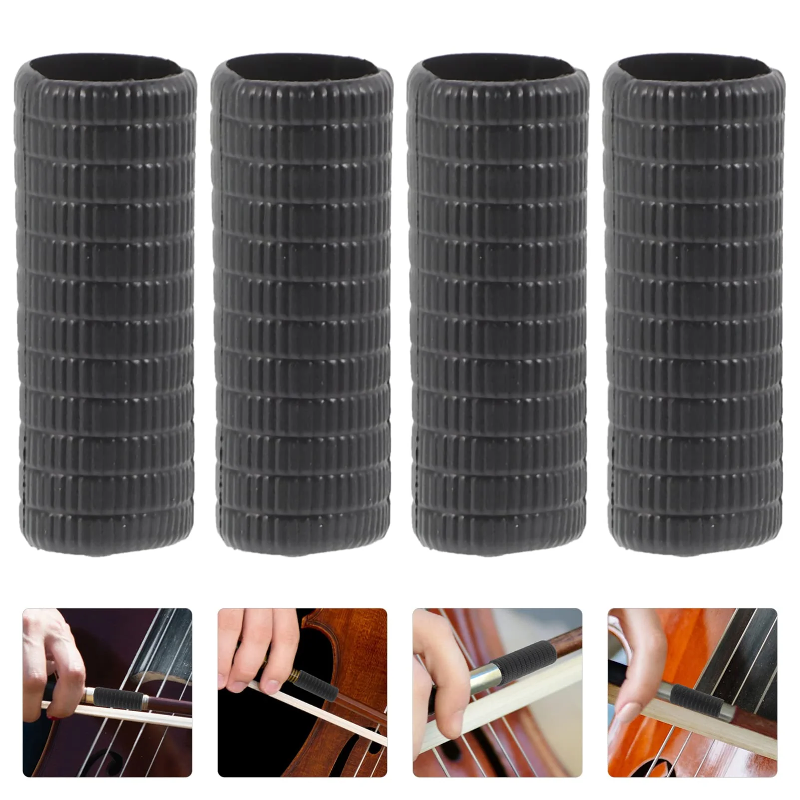 SUPVOX 4pcs Cello Bow Grip Rubber Violin Posture Correction Grasp Bow Pose Orthotics Tools General Violin Accessories 3x1cm - Image 3