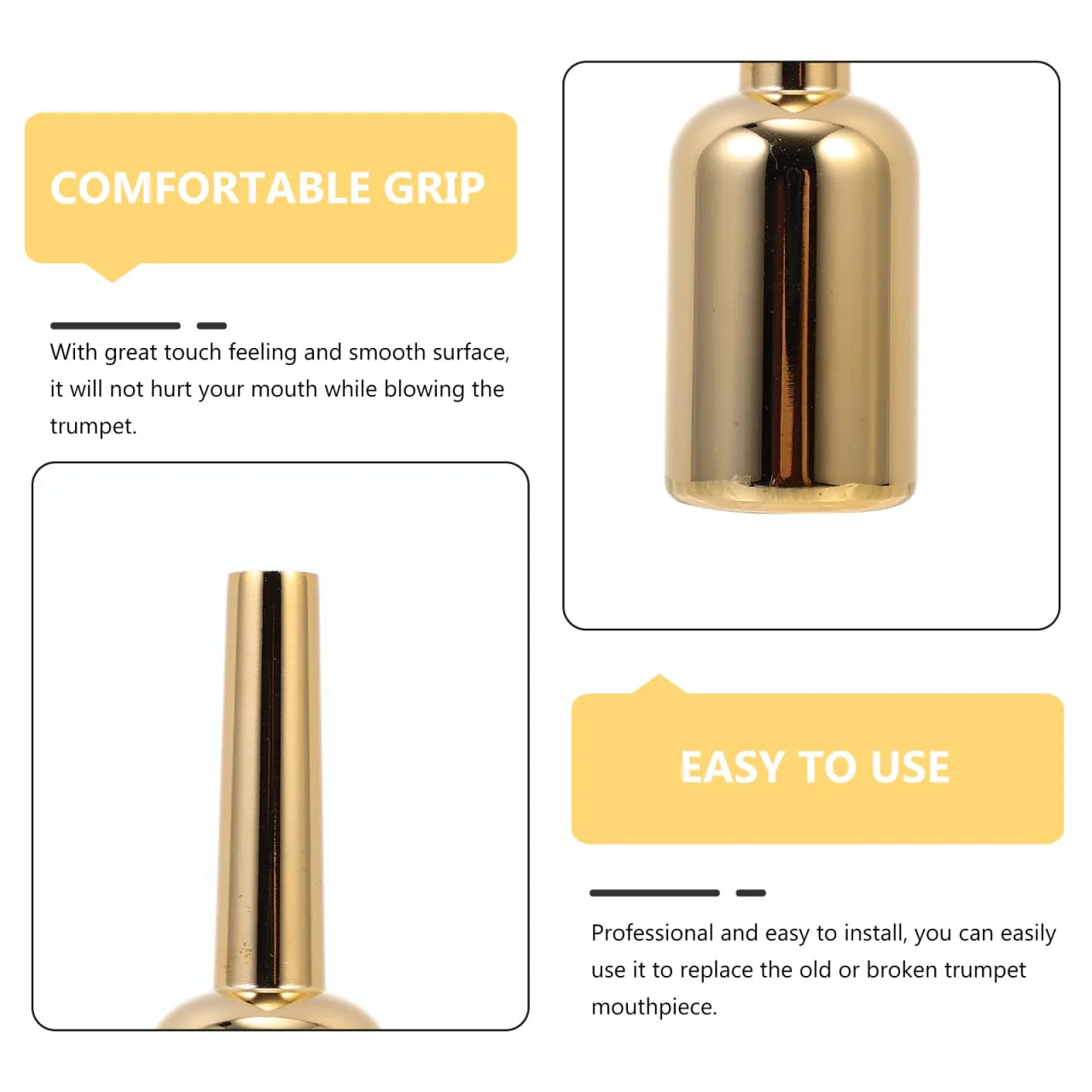 SUPVOX Gold-Plated Trumpet Mouthpiece 3.42X1.02 Inch Professional Brass Instrument Accessory Replacement Part for Elegant Sound and Comfortable Play 8.7X2.6X2.6CM 3C - Image 3