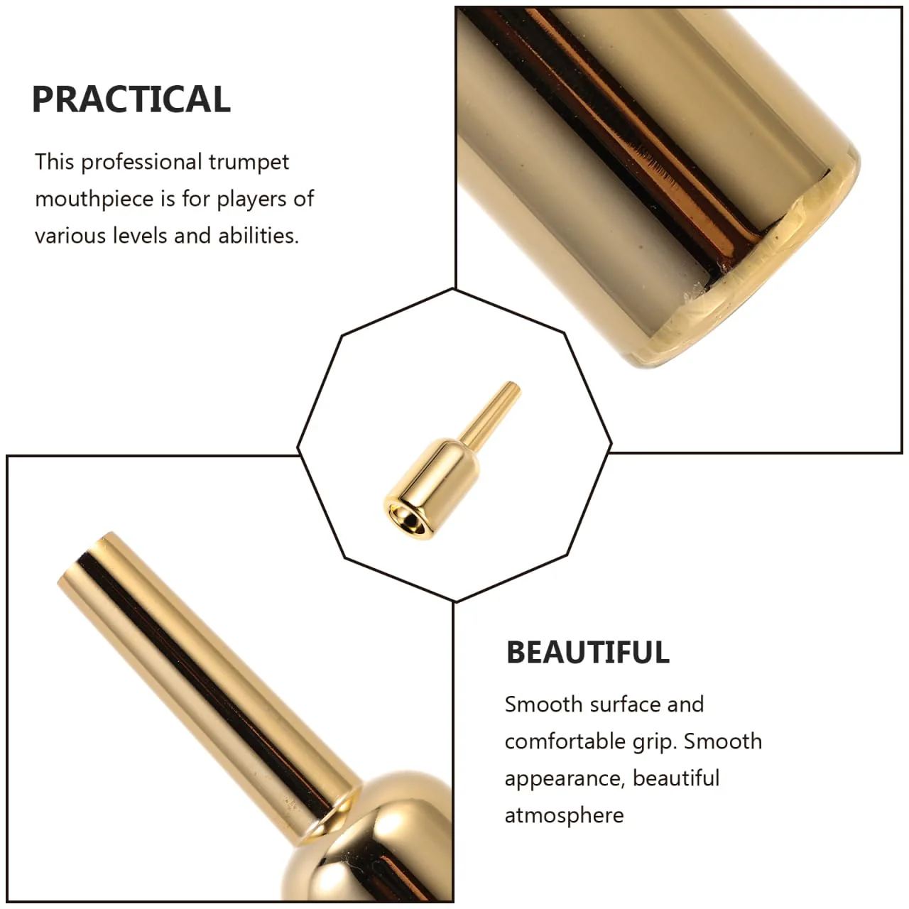 SUPVOX Gold-Plated Trumpet Mouthpiece 3.42X1.02 Inch Professional Brass Instrument Accessory Replacement Part for Elegant Sound and Comfortable Play 8.7X2.6X2.6CM 3C - Image 5