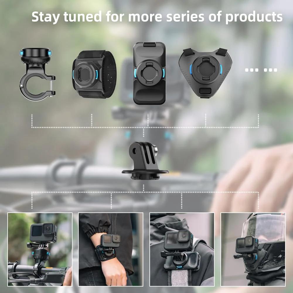 SUREWO Magnetic Quick Release Handlebar Bike Pole Mount, Motorcycle Handlebar Clamp Mount with Shock-Absorbing Base Compatible with Go Pro Hero 13/12/11/10/9/8/7 Black,DJI Osmo Action 5 pro/4/3 Plastic - Image 2