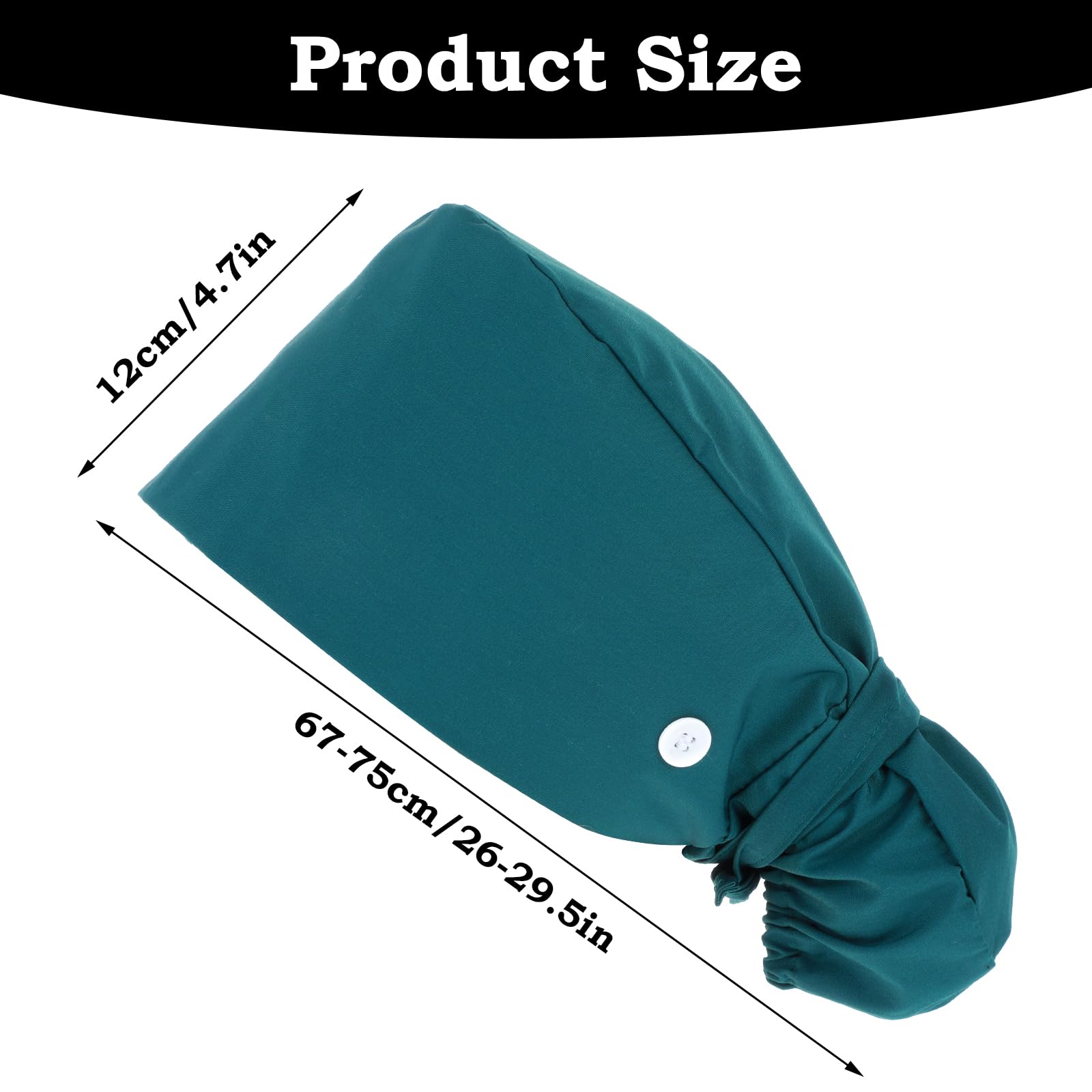 Surgical Cap Fabric Green Cotton Scrub Hat Surgical Hat Nurse Hat Surgical Caps Adjustable Work Hat with Button Sweatband Ponytail Pocket Hat Lace-up Hat for Women - Image 2