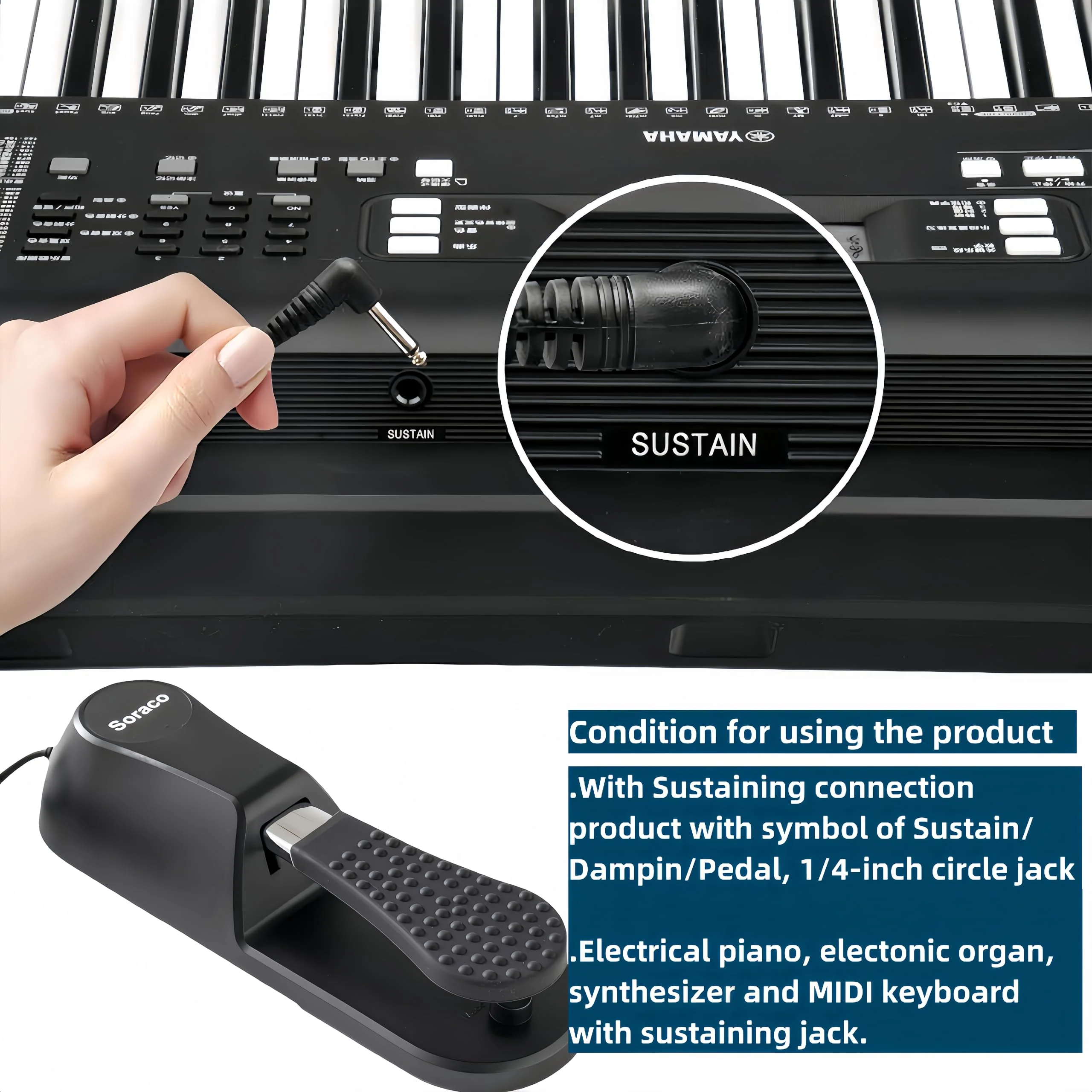 Sustain Pedal Univerdal for Keyboard with Polarity Switch for Yamaha Casio Roland Korg Behringer Moog Piano Midi Electronic keyboards Style Piano Foot Pedal (Upgrade Version) Upgrade Version - Image 2