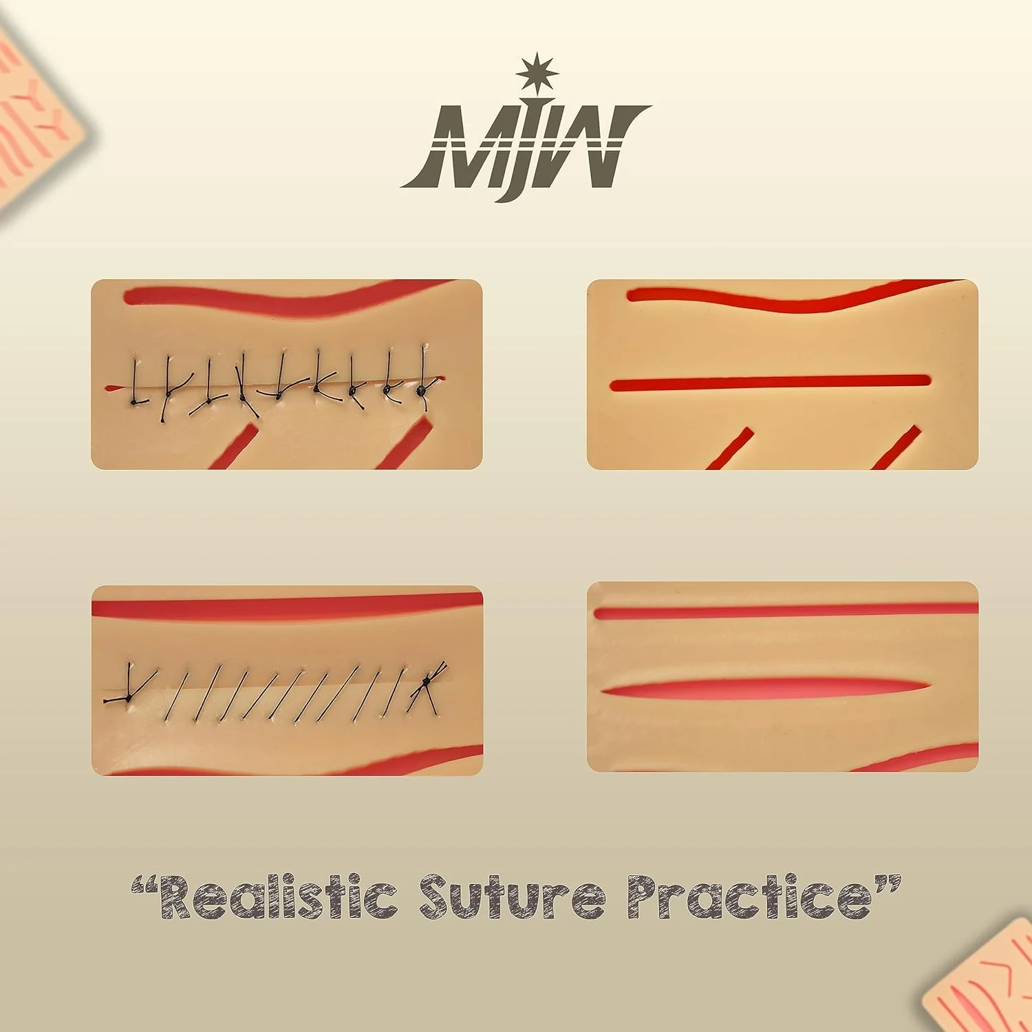 Suture Practice Pad 3 Layer 14 Wound 5x7" with Silicon Thread Durable Silicon Skin Suture Pad to be Used by Students for Training and Practice of Medical | Veterinarian Students and Nurses Pad + Thread - Image 4