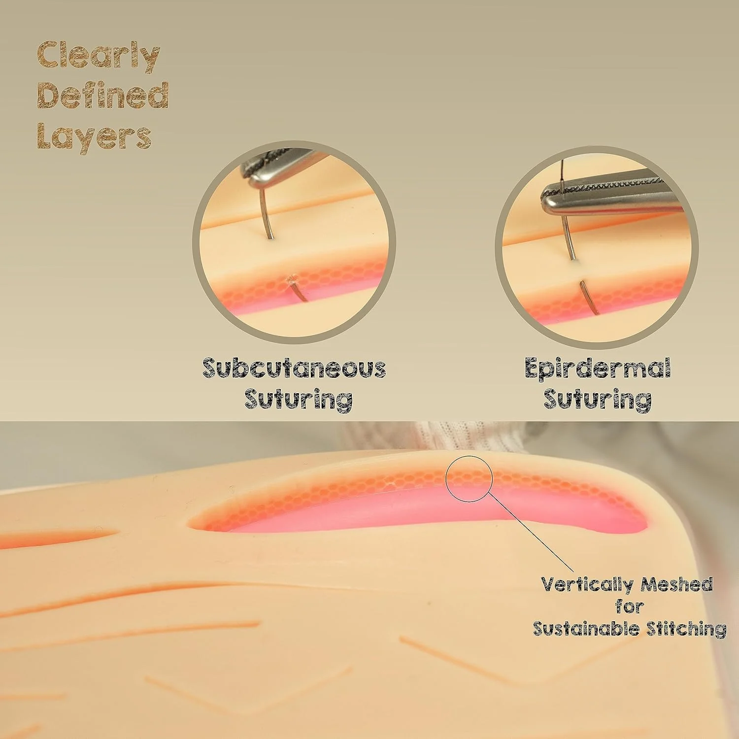 Suture Practice Pad 3 Layer 14 Wound 5x7" with Silicon Thread Durable Silicon Skin Suture Pad to be Used by Students for Training and Practice of Medical | Veterinarian Students and Nurses Pad + Thread - Image 5