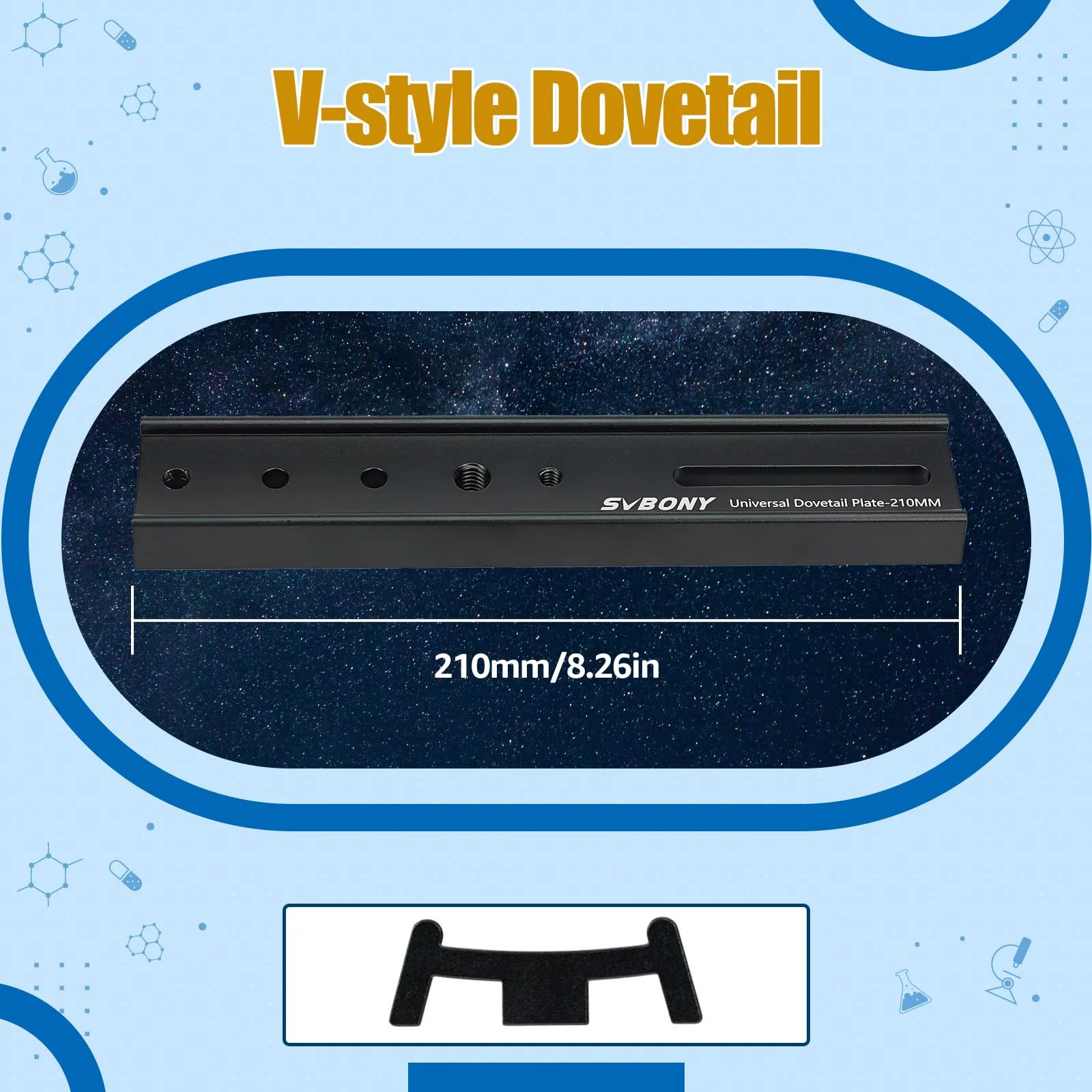 SVBONY SV219 Dovetail Mount Plate, 210mm 8.26 inches Universal Dovetail Plate Compatible with Vixen Dovetail Saddles, Telescope Accessories for OTA Equatorial Tripod Sky Astrophotography - Image 2