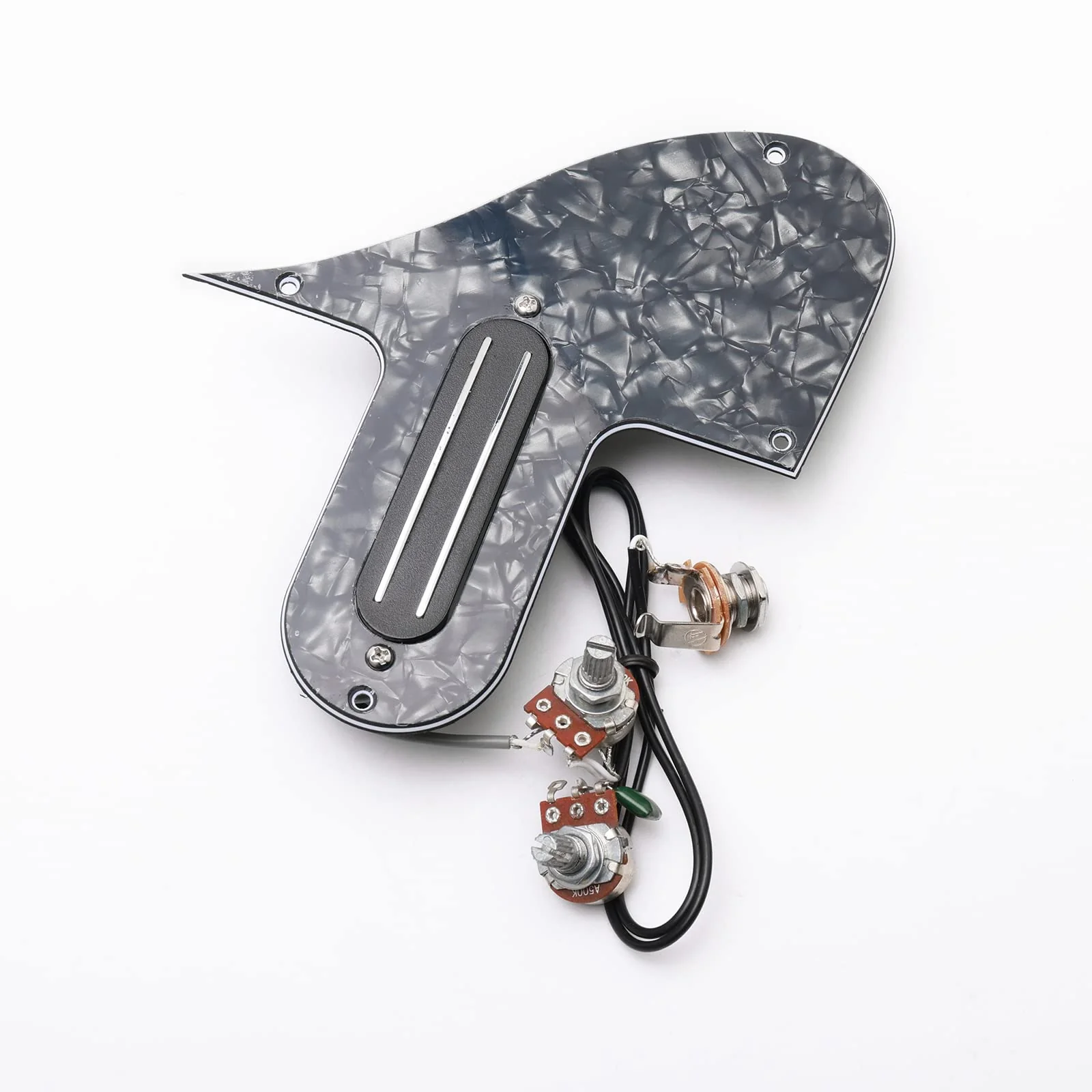 Swhmc Mandolin Pickguard Plate with Single Coil Pickups 3 Ply Guitar Pickguard A500k B500k Pot(Black Pearl) - Image 6